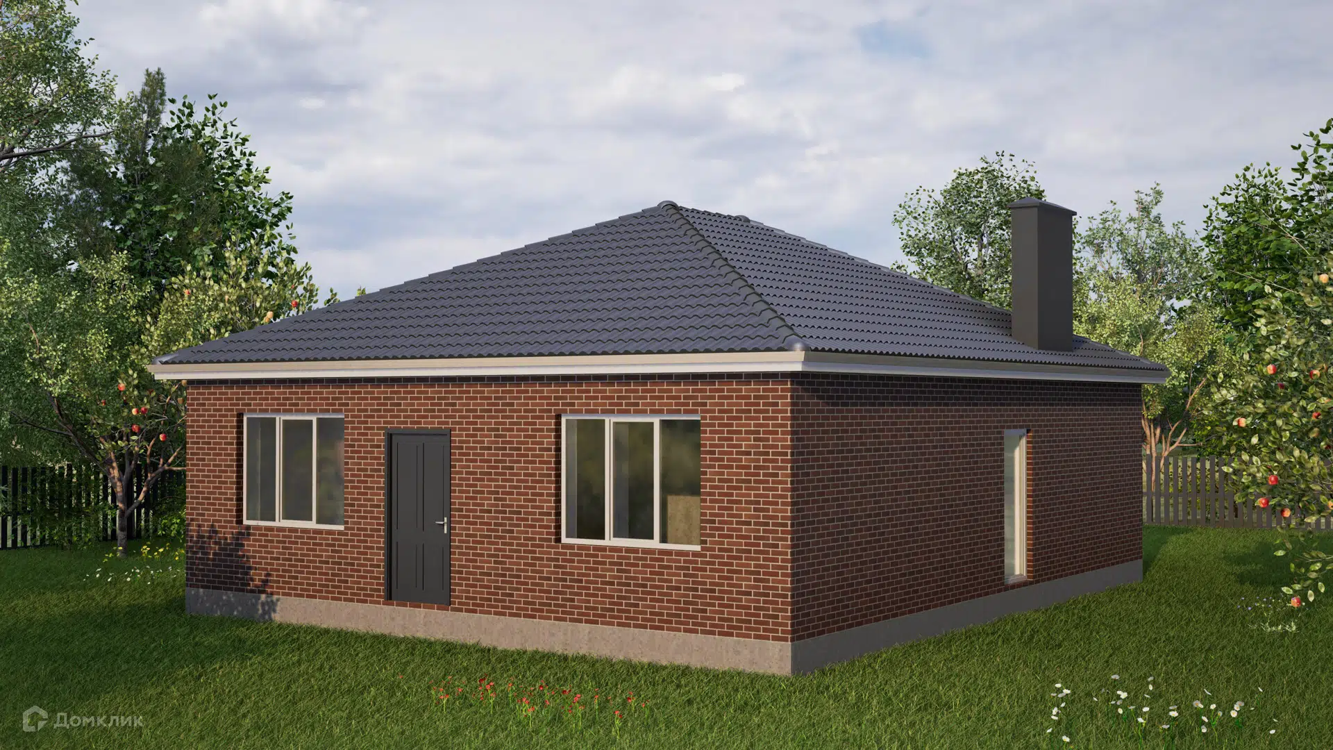 Проект дома «Проект - 51713» компании ИП Петрова В.В. из материала Кирпич площадью 92м² под ключ за 4820000₽ в Донецке | 1 этаж, 3 спальни, 2 санузла – Домклик