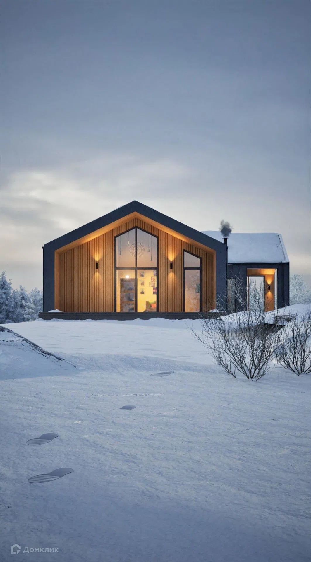 Проект дома «P-H Барн-Хаус» компании Perfect House г. Ханты-Мансийск из материала Каркасный дом площадью 102.4м² под ключ за 5750000₽ в Луганске | 1 этаж, 3 спальни, 2 санузла – Домклик