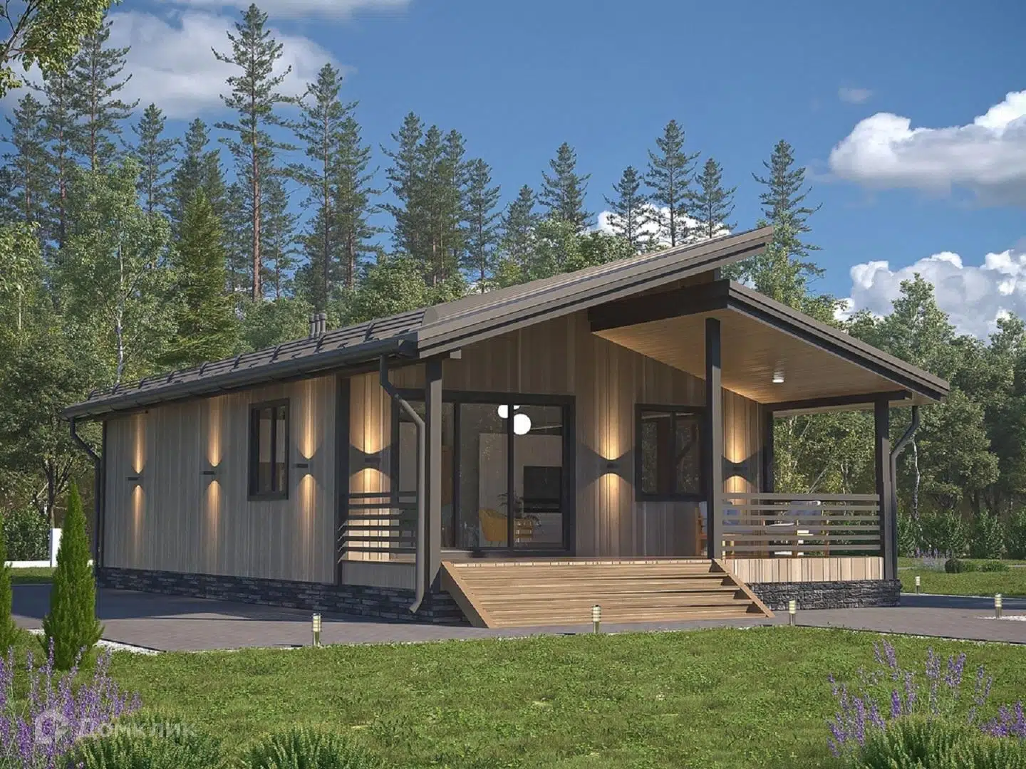 Проект дома «ДК-88 (домокомплект)» компании Теплодина из материала Панельно-каркасная технология площадью 72м² под ключ за 3456000₽ в Донецке | 1 этаж, 2 спальни, 1 санузел – Домклик