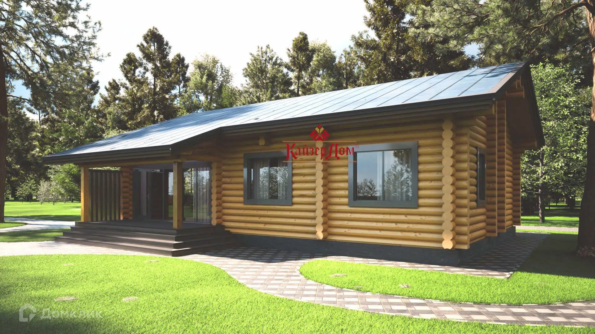 Проект дома «Дом в Лобне» компании КайзерДом из материала Оцилиндрованное бревно площадью 125м² под ключ за 6970000₽ в Донецке | 1 этаж, 3 спальни, 2 санузла – Домклик