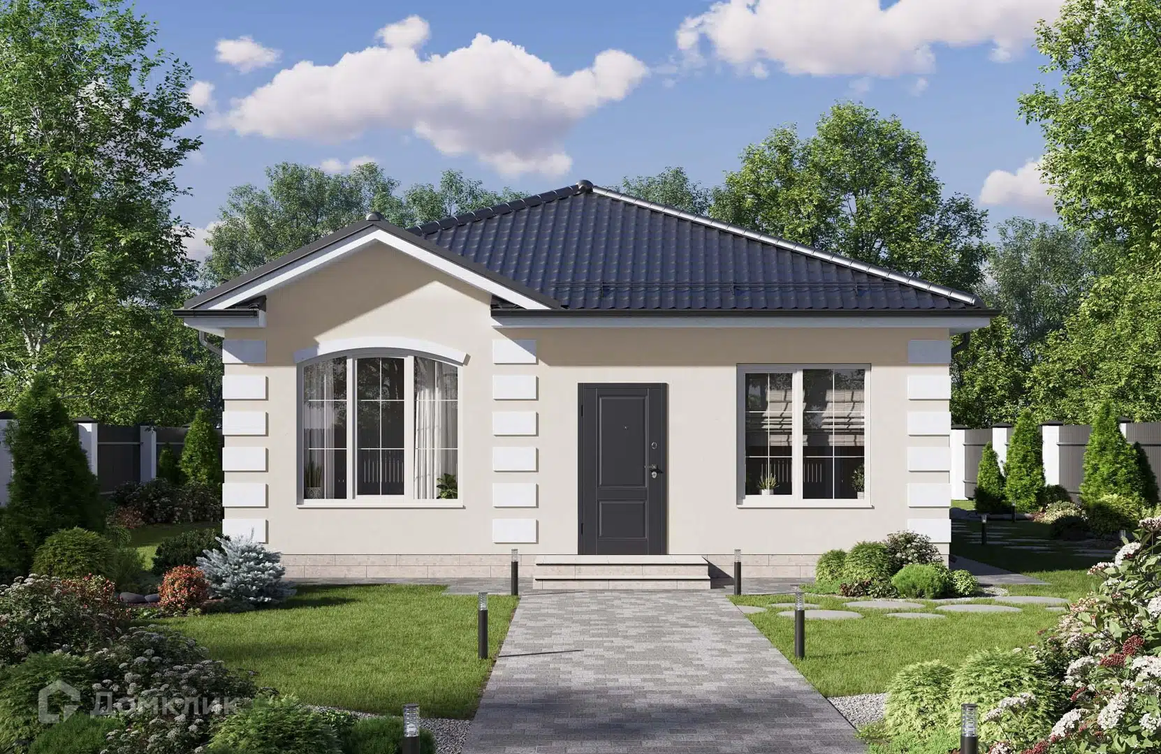 Проект дома «Проект №318-2» компании Новация из материала Газобетонные блоки площадью 83м² под ключ за 5850000₽ в Донецке | 1 этаж, 3 спальни, 1 санузел – Домклик