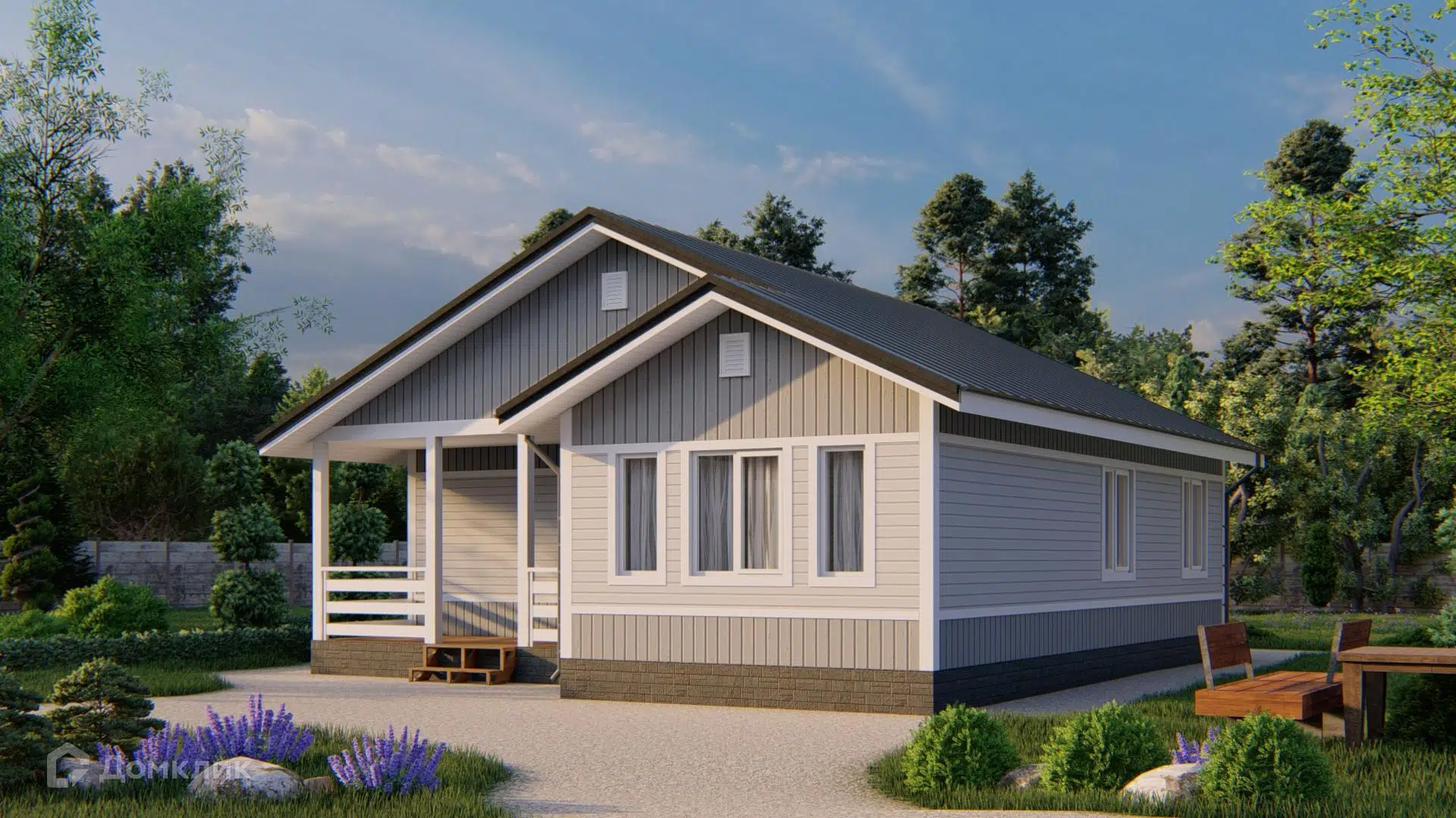 Проект дома «Рязань» компании ООО «СТРОЙ-КОМФОРТ» из материала Каркасный дом площадью 79.65м² под ключ за 3409550₽ в Донецке | 1 этаж, 3 спальни, 1 санузел – Домклик