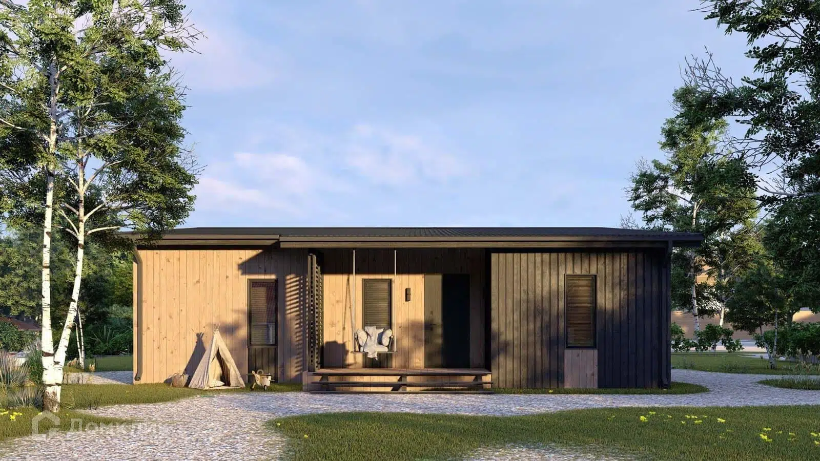 Проект дома «Сканди L» компании Авангард Строй из материала Панельно-каркасная технология площадью 113м² под ключ за 2911000₽ в Донецке | 1 этаж, 3 спальни, 1 санузел – Домклик