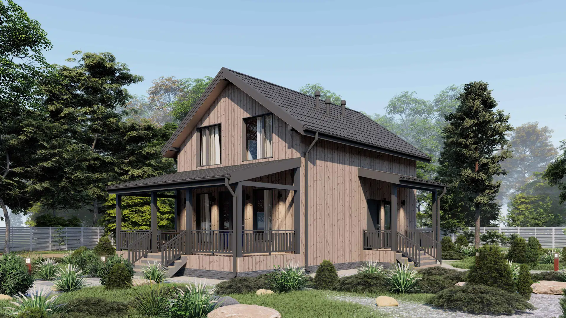 Проект дома «Бавария» компании Каркас Поволжья из материала Каркасный дом площадью 126м² под ключ за 4410000₽ в Луганске | 2 этажа, 5 спален, 1 санузел – Домклик