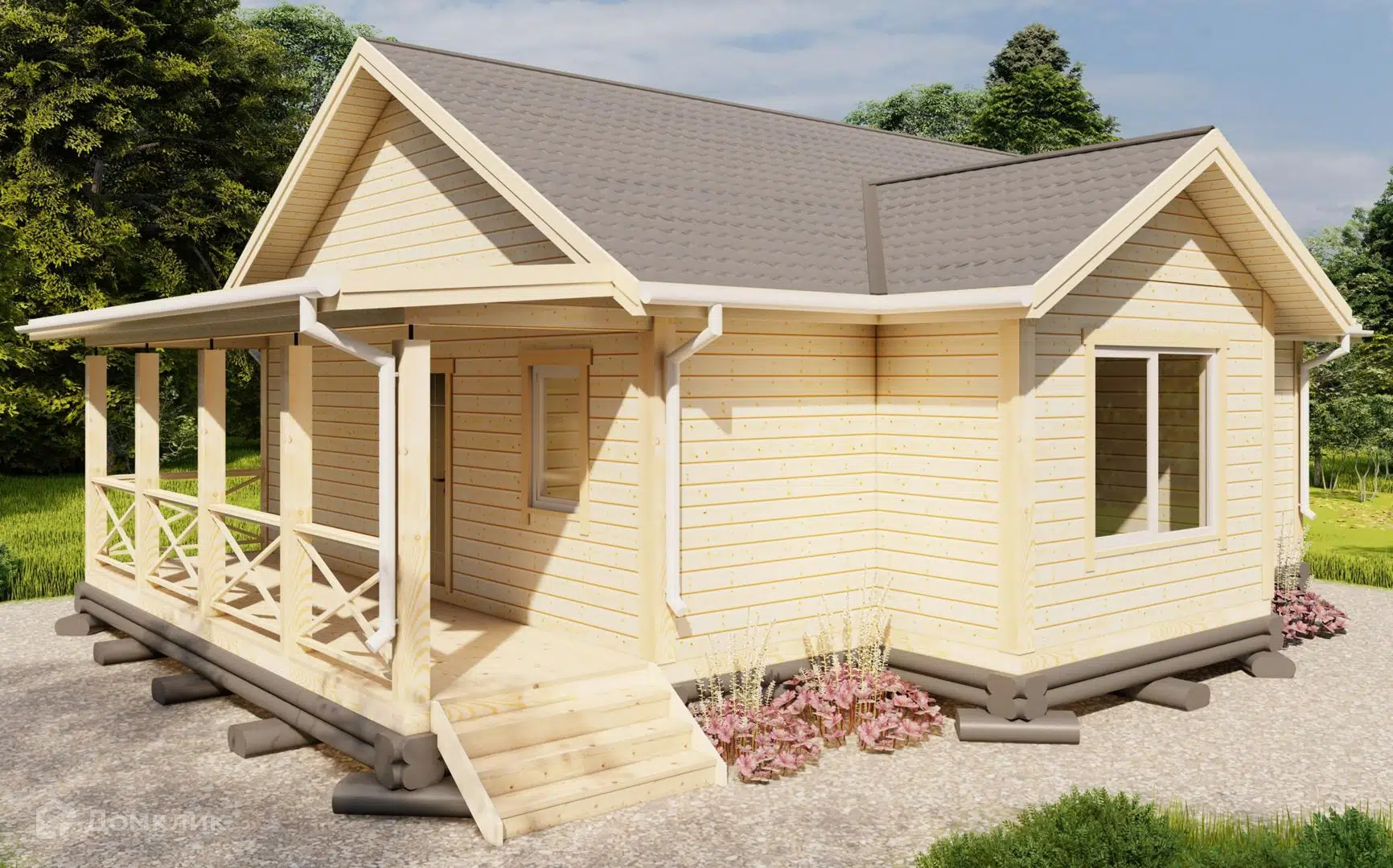 Проект дома «SB-90» компании Саха Билдинг из материала Профилированный брус площадью 89.6м² под ключ за 8260325₽ в Донецке | 1 этаж, 3 спальни, 1 санузел – Домклик