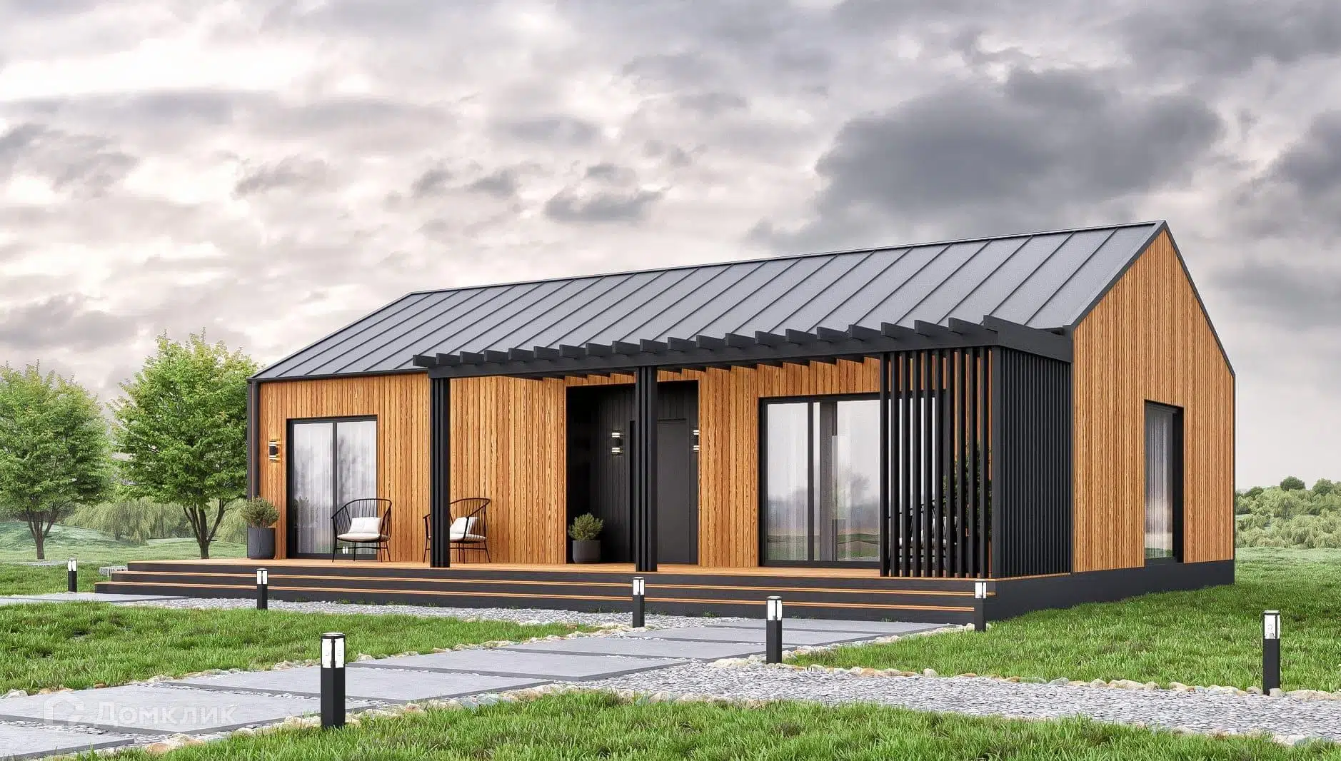 Проект дома «Каркасный С126» компании ЙОЛО ХАУС из материала Каркасный дом площадью 126м² под ключ за 5573000₽ в Донецке | 1 этаж, 3 спальни, 2 санузла – Домклик