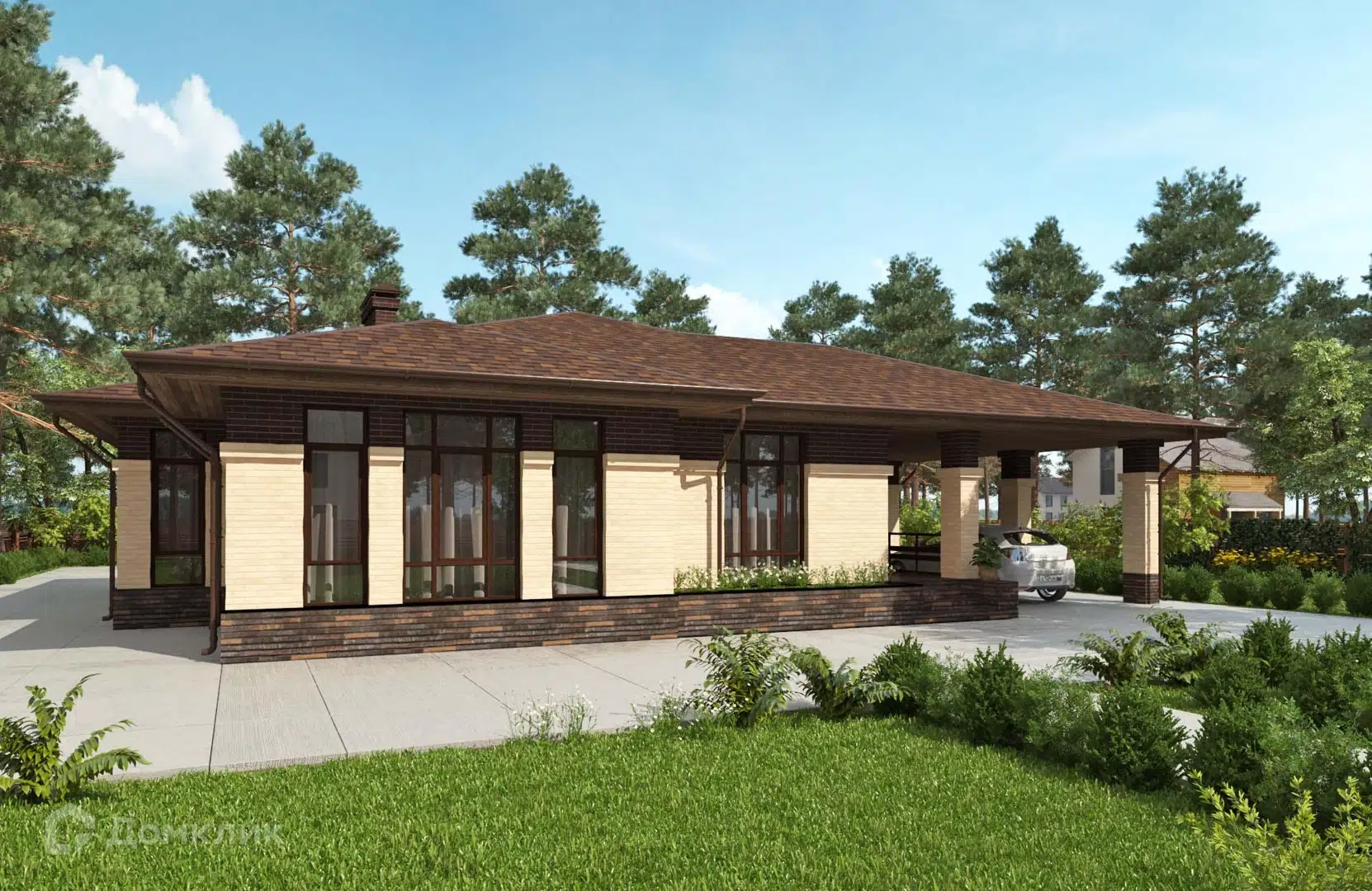 Проект дома «Проект №76» компании Новация из материала Кирпич площадью 144м² под ключ за 9750000₽ в Донецке | 1 этаж, 4 спальни, 2 санузла – Домклик