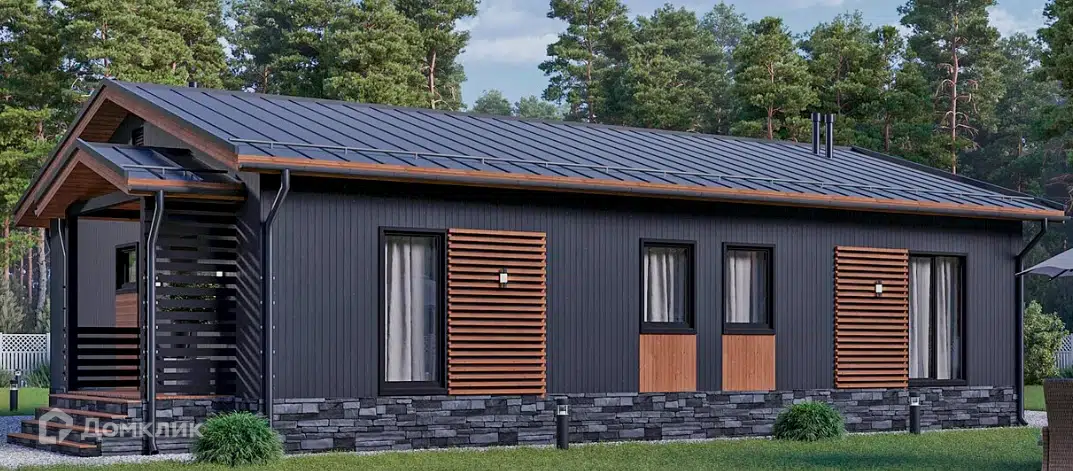 Проект дома «Барнхаус "Бьюкасл"» компании 5 СТЕН из материала Каркасный дом площадью 132м² под ключ за 4961000₽ в Донецке | 1 этаж, 3 спальни, 2 санузла – Домклик
