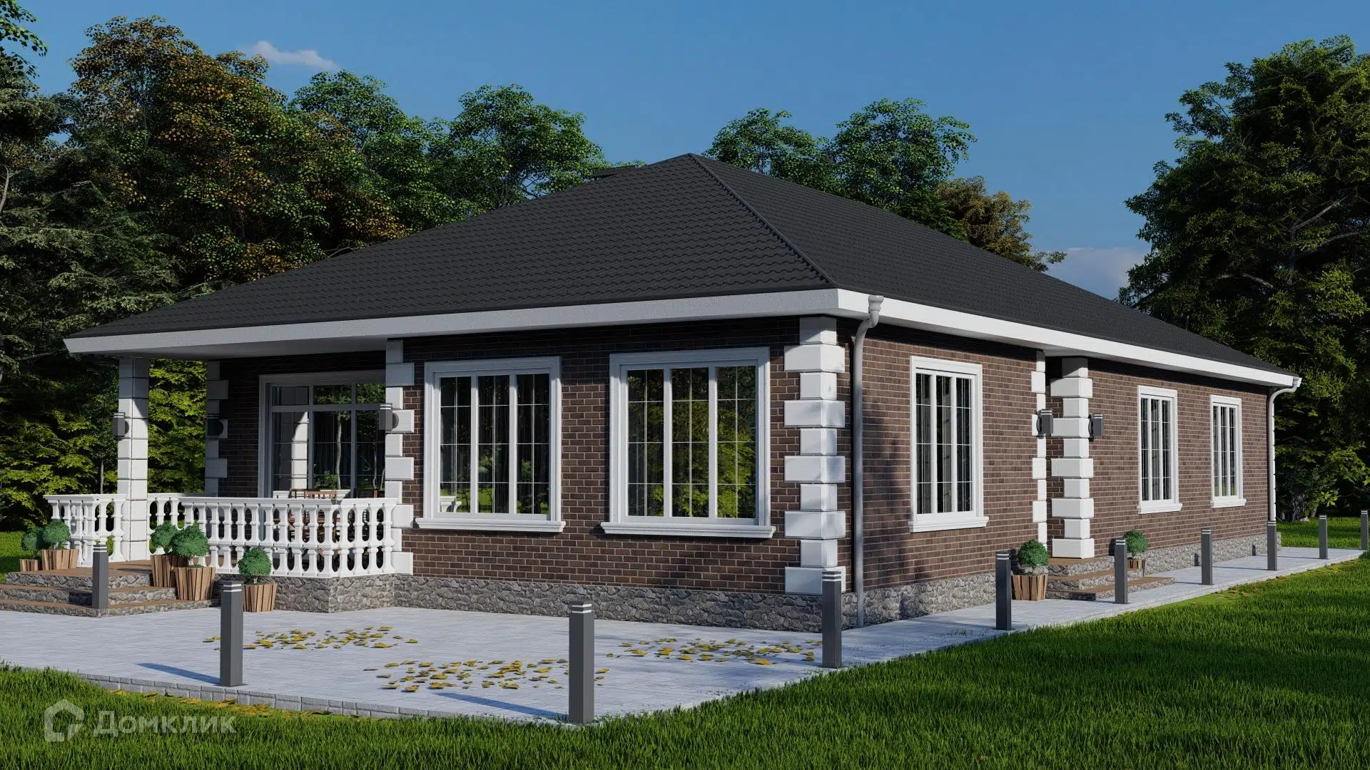 Проект дома «Одноэтажный жилой дом 187 квм» компании Строительная Компания «Алмистрой» из материала Газосиликатные блоки площадью 187м² под ключ за 9350000₽ в Донецке | 1 этаж, 4 спальни, 2 санузла – Домклик