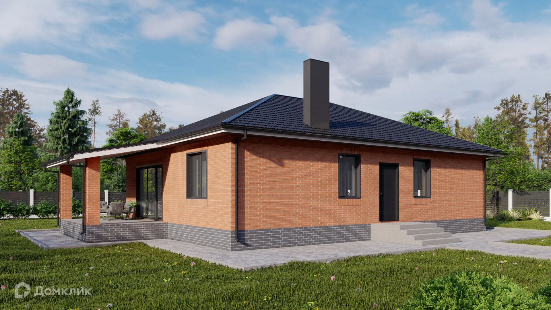 Проект дома «Проект - 16613» компании ИП Петрова В.В. из материала Кирпич площадью 102м² под ключ за 5050000₽ в Донецке | 1 этаж, 3 спальни, 2 санузла – Домклик