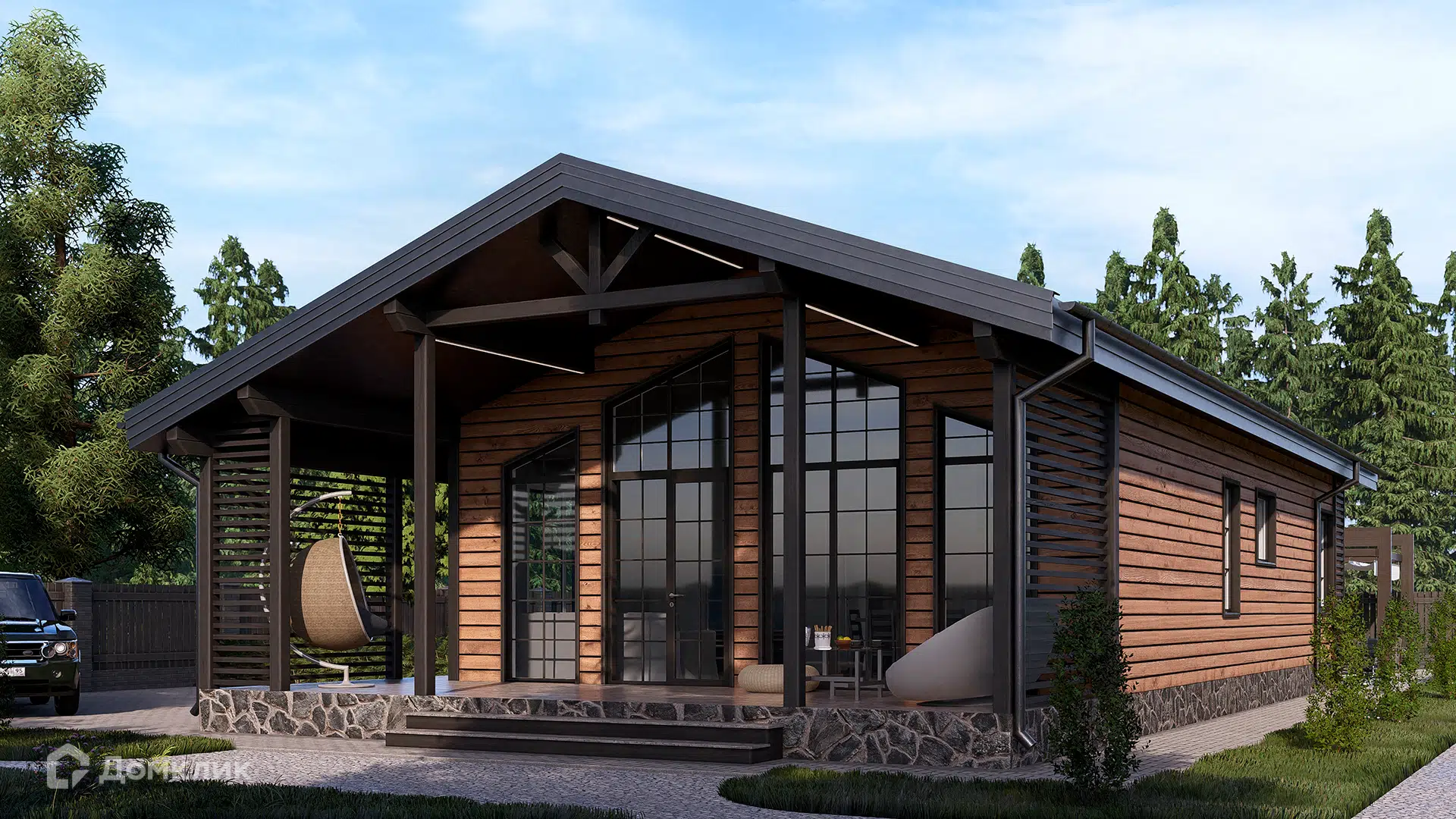 Проект дома «СВОЙ 102 L» компании СВОЙ из материала Каркасный дом площадью 139м² под ключ за 8398744₽ в Луганске | 1 этаж, 3 спальни, 2 санузла – Домклик