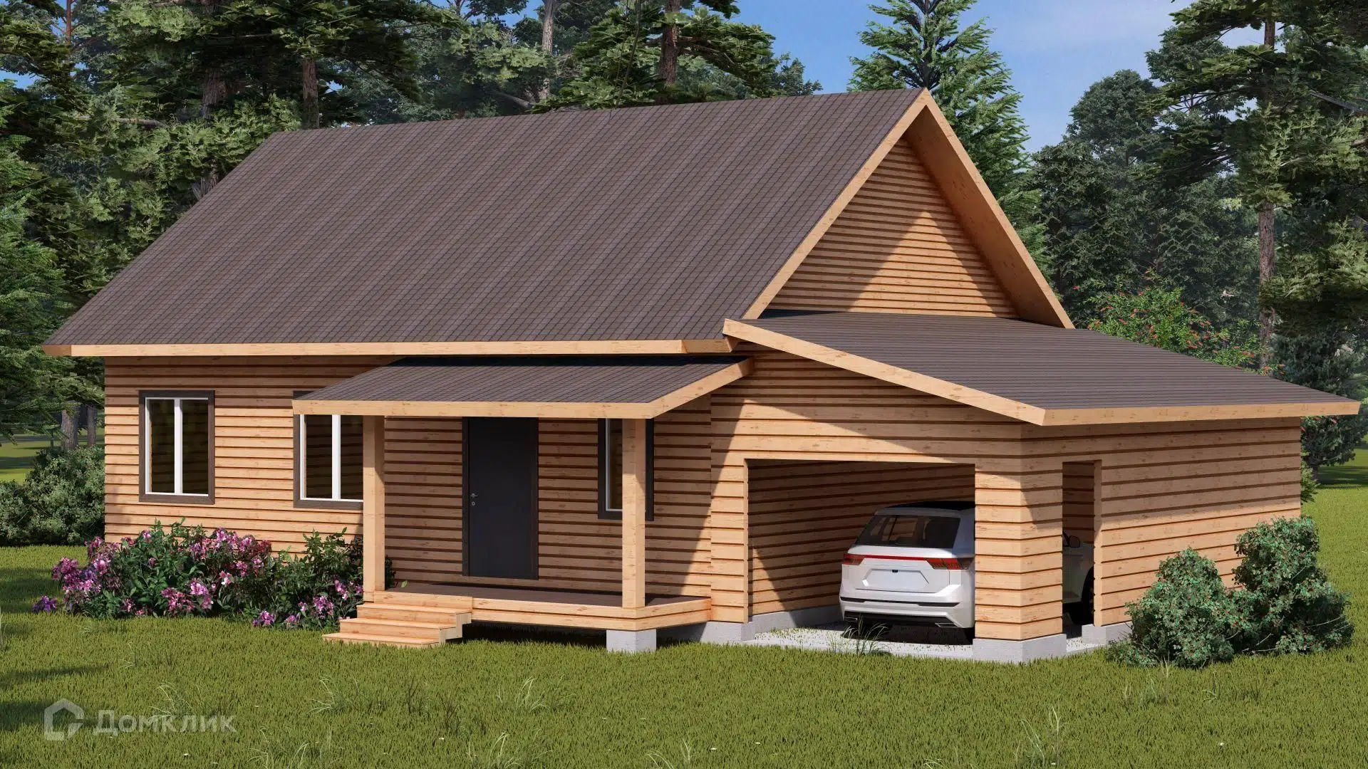 Проект дома «Брусовой дом с гаражом и крыльцом ТА-151» компании Построй Свой Дом_ИП из материала Профилированный брус площадью 151м² под ключ за 8764080₽ в Донецке | 2 этажа, 3 спальни, 1 санузел – Домклик