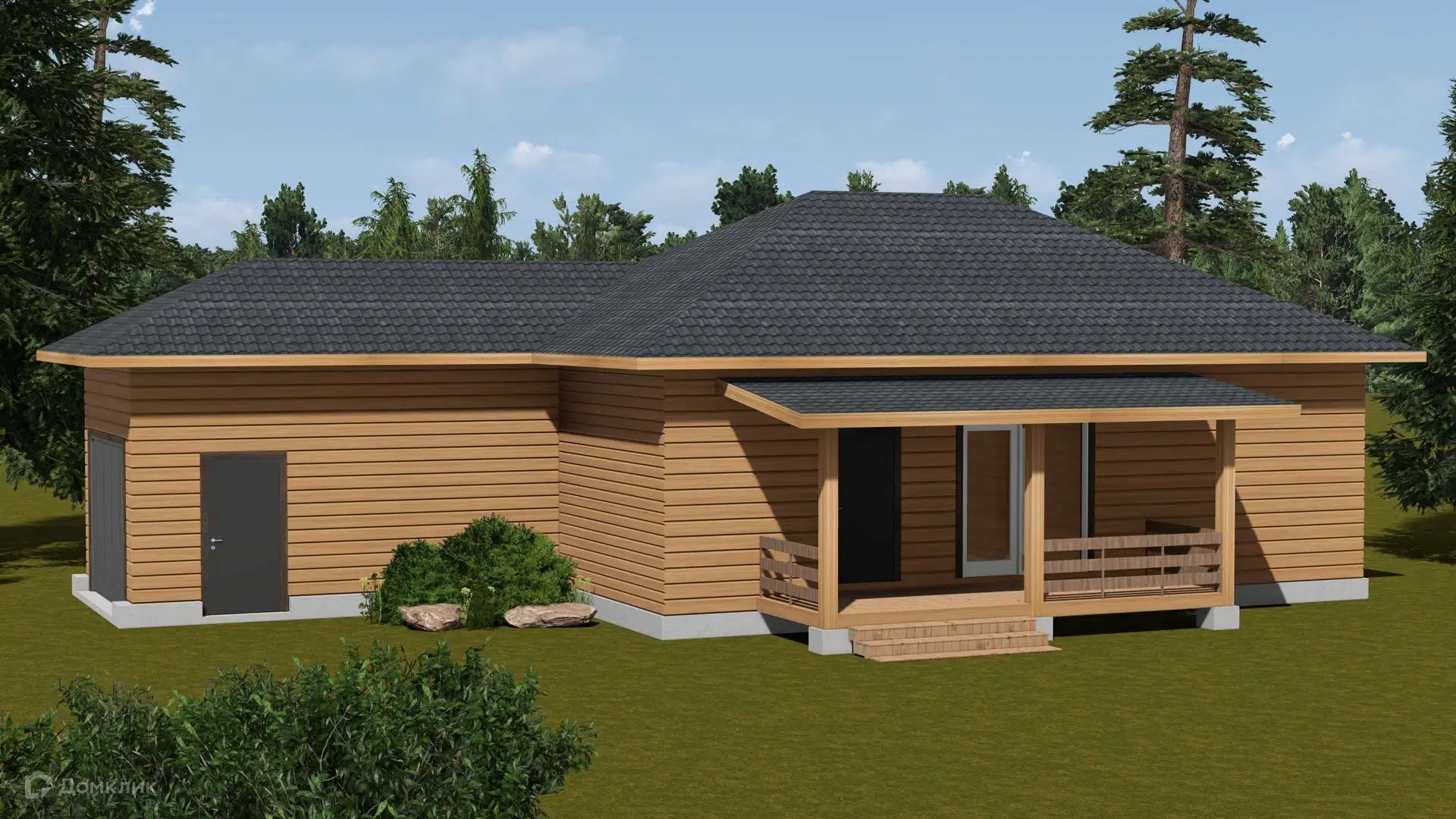 Проект дома «Дом из бруса ТА-99\2 (вальма с гаражом)» компании Построй Свой Дом_ИП из материала Профилированный брус площадью 88м² под ключ за 5200000₽ в Донецке | 1 этаж, 3 спальни, 1 санузел – Домклик