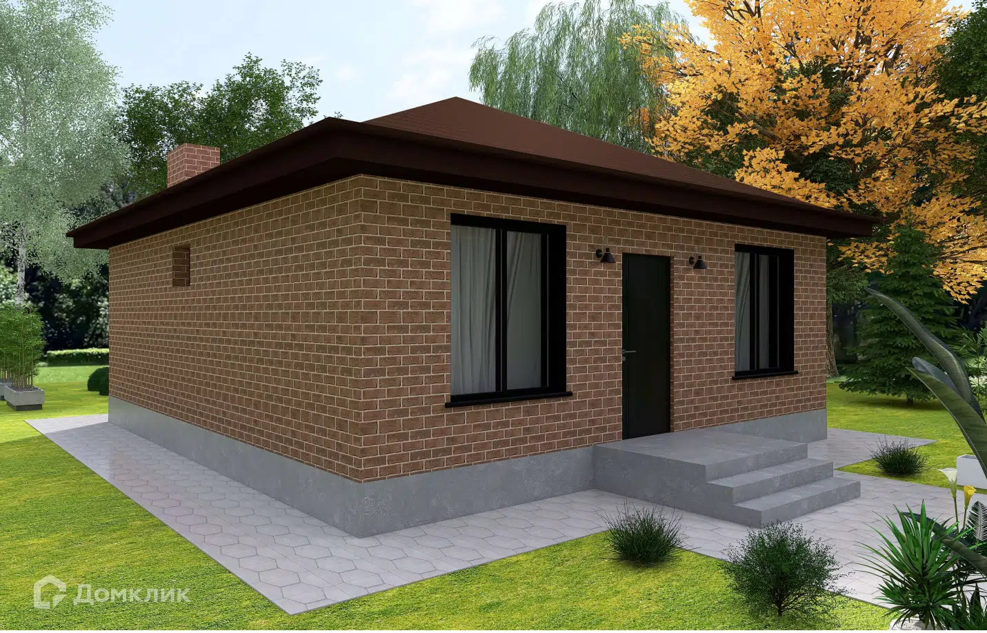 Проект дома «А-2» компании ООО «СФЕРА ПЛЮС» из материала Газобетонные блоки площадью 61м² под ключ за 4000000₽ в Донецке | 1 этаж, 3 спальни, 1 санузел – Домклик