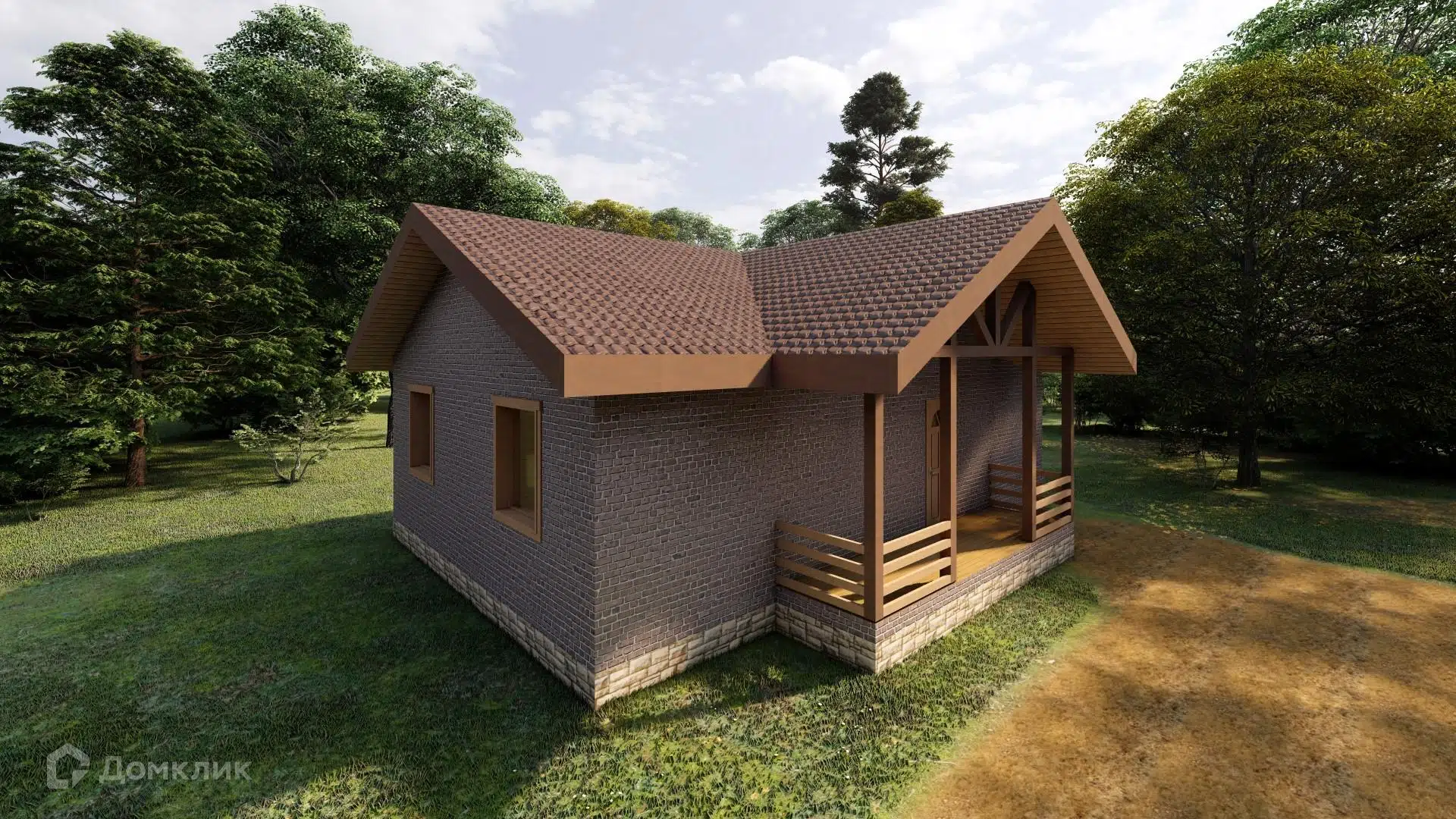 Проект дома «Е-24-95» компании СК «Архстройдом» из материала Каркасный дом площадью 85м² под ключ за 3300000₽ в Донецке | 1 этаж, 2 спальни, 1 санузел – Домклик