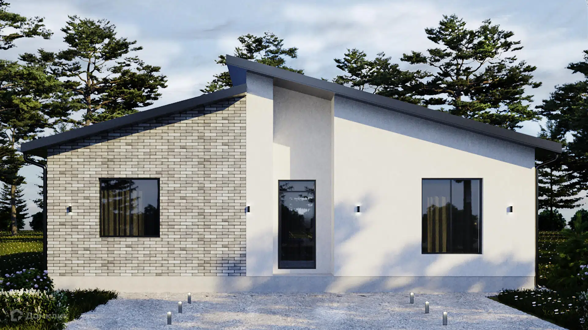 Проект дома «Моховатка ОДОД122025» компании СК Новый Дом из материала Газосиликатные блоки площадью 104.8м² под ключ за 9250975₽ в Луганске | 1 этаж, 3 спальни, 2 санузла – Домклик