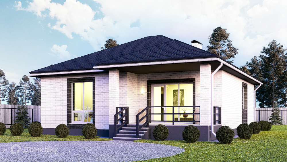 Проект дома «NHD-151» компании NEW HOUSE DEVELOPMENT из материала Газобетонные блоки площадью 94.86м² под ключ за 7629343₽ в Донецке | 1 этаж, 2 спальни, 1 санузел – Домклик