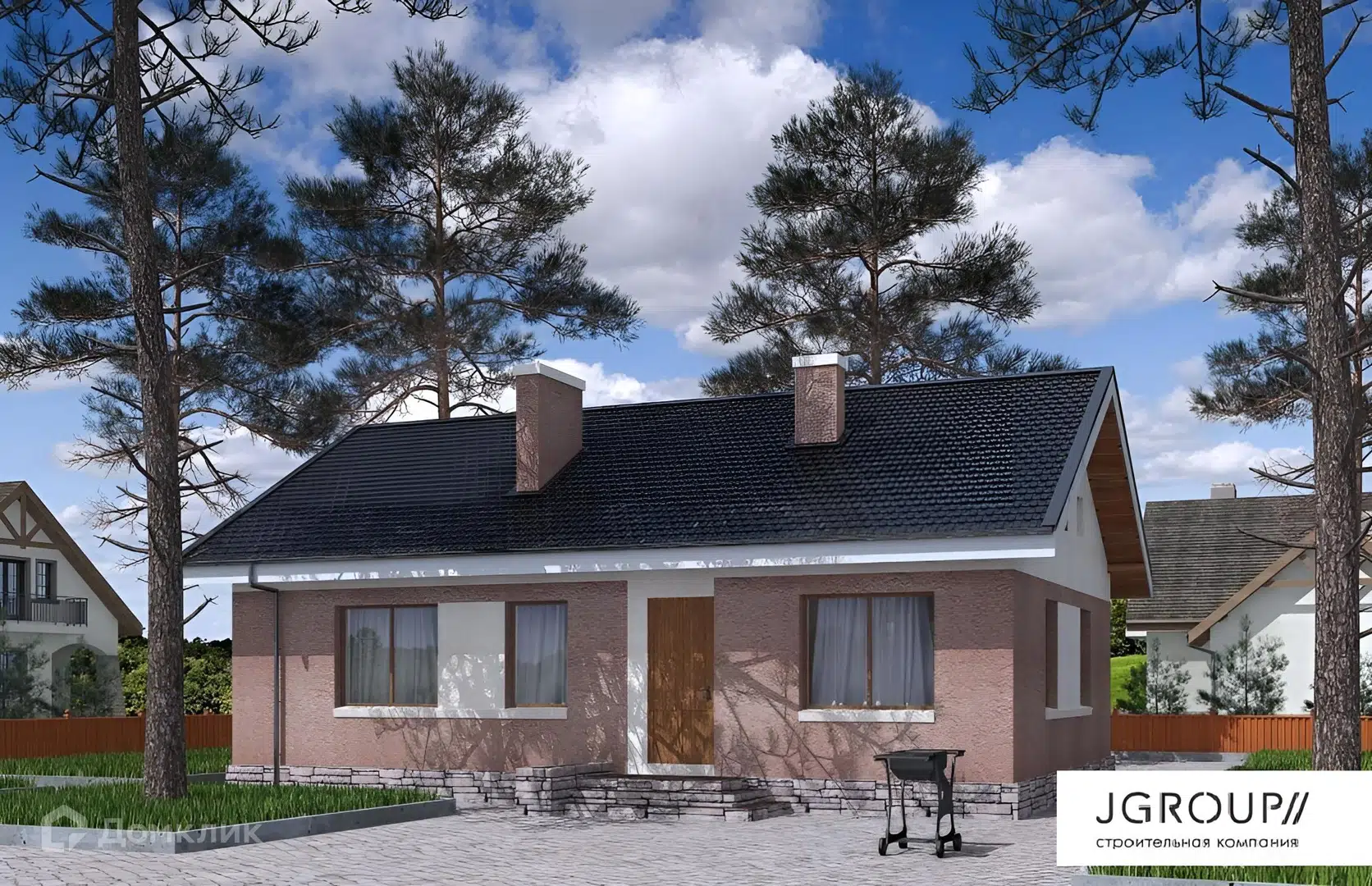 Проект дома «JG80» компании Строительство малоэтажных домов из материала Газобетонные блоки площадью 80м² под ключ за 5400000₽ в Луганске | 1 этаж, 3 спальни, 1 санузел – Домклик