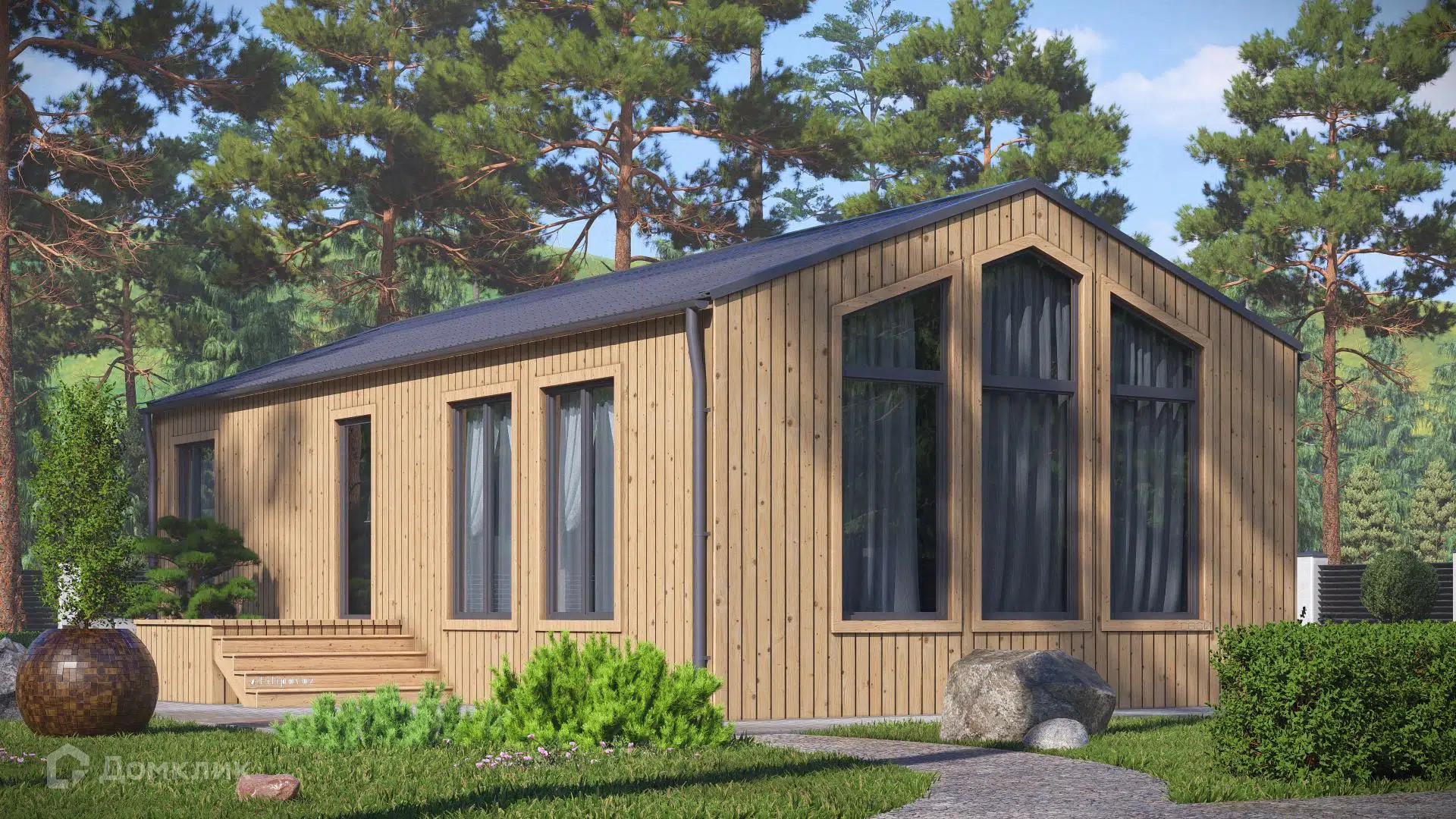 Проект дома «ПРЕФАБ 125» компании СВОЙ из материала Панельно-каркасная технология площадью 76м² под ключ за 4656082₽ в Луганске | 1 этаж, 2 спальни, 2 санузла – Домклик