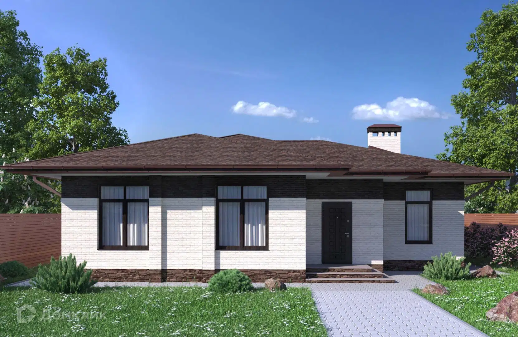 Проект дома «Проект №186» компании Новация из материала Керамические блоки площадью 133м² под ключ за 7938000₽ в Донецке | 1 этаж, 3 спальни, 2 санузла – Домклик