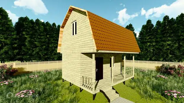 Проект дома «Проект №50» компании Земле-Строй из материала Брус естественной влажности площадью 30м² под ключ за 1715000₽ в Луганске | 2 этажа, 2 спальни, 1 санузел – Домклик