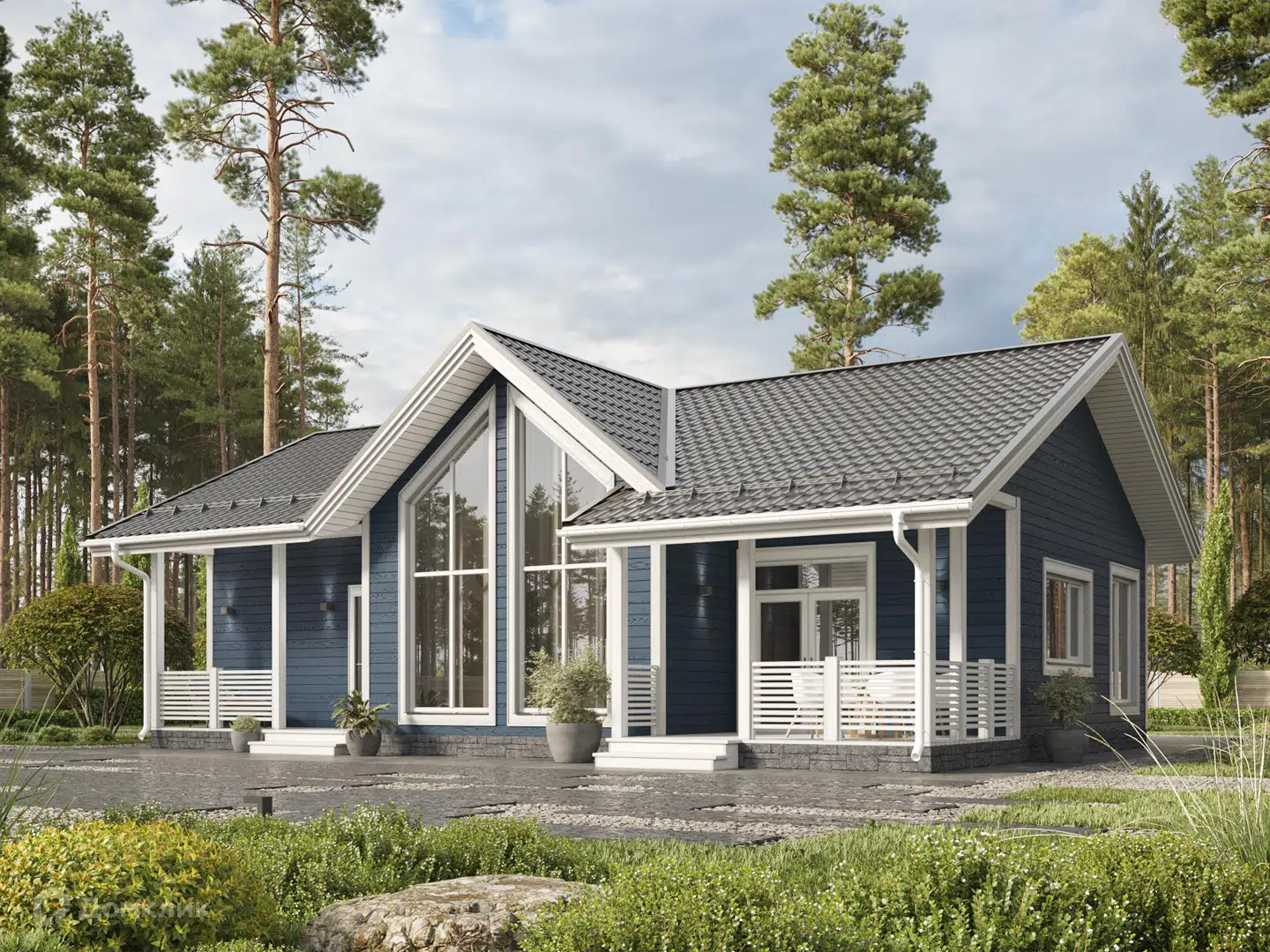 Проект дома «Мотора» компании FamilyDom из материала Каркасный дом площадью 96.4м² под ключ за 6906000₽ в Донецке | 1 этаж, 3 спальни, 1 санузел – Домклик