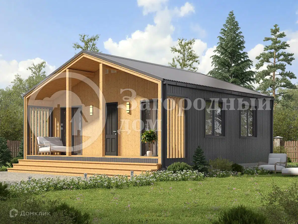 Проект дома «Барнхаус - 4» компании ООО «Загородный дом» из материала Каркасный дом площадью 52.85м² под ключ за 2878000₽ в Донецке | 1 этаж, 2 спальни, 1 санузел – Домклик
