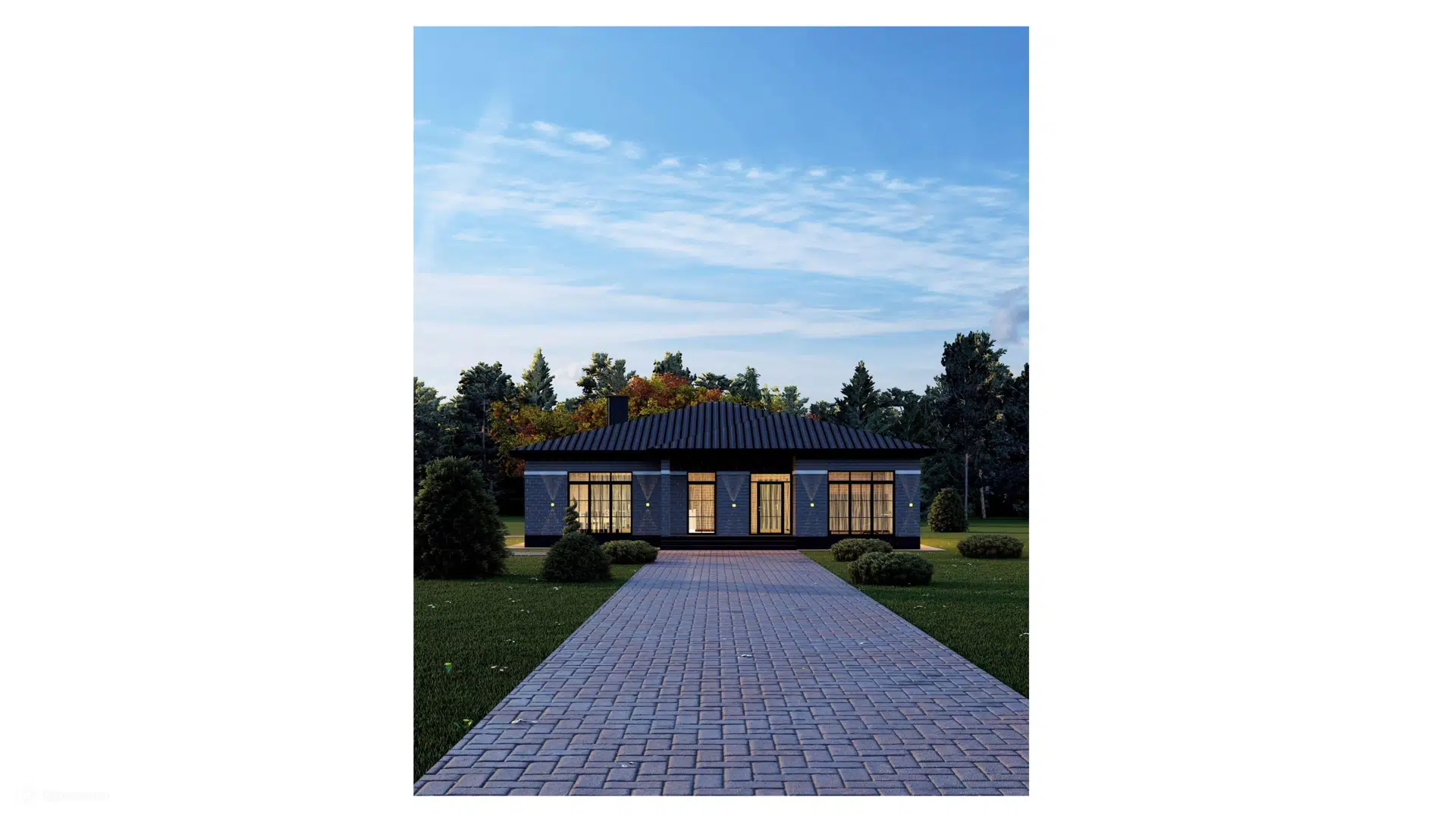 Проект дома «Коттедж Санремо» компании СК «Добро Дом» из материала Газобетонные блоки площадью 169м² под ключ за 7815000₽ в Донецке | 1 этаж, 3 спальни, 2 санузла – Домклик