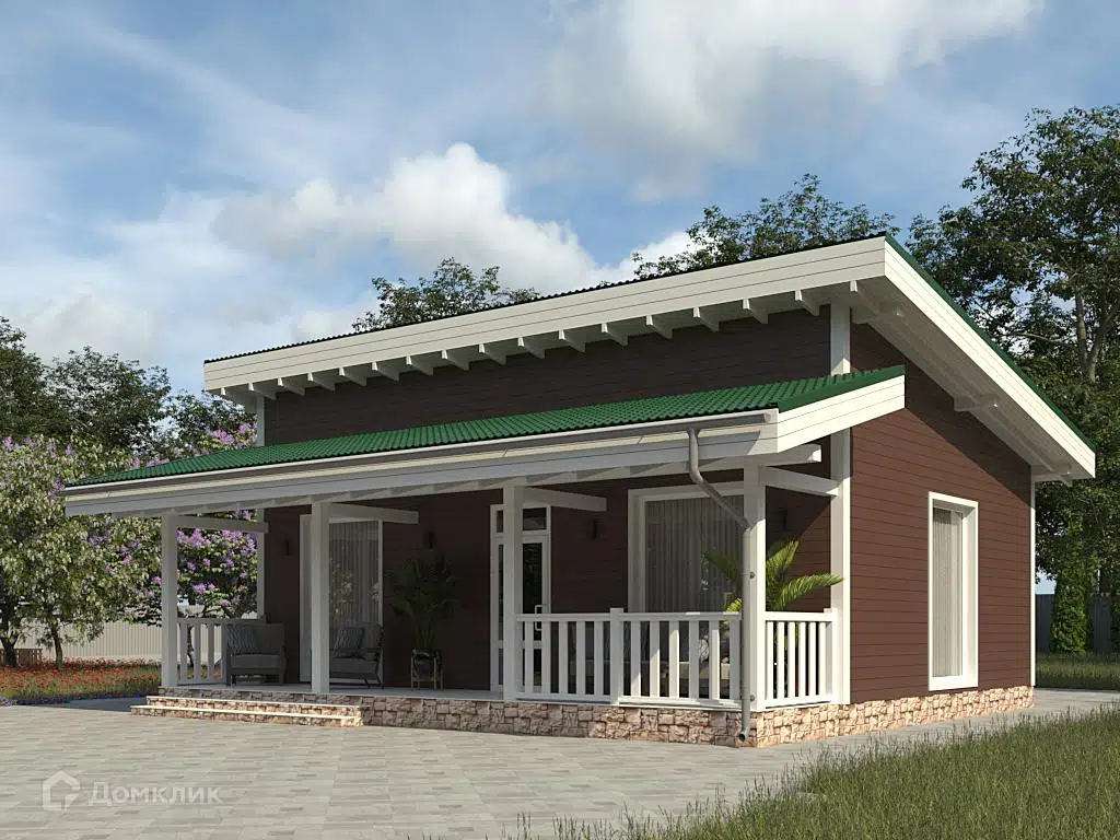 Проект дома «Сен-Жан-сюр-Ришелье» компании Вигвам.ру из материала Каркасный дом площадью 43м² под ключ за 4473084₽ в Донецке | 1 этаж, 2 спальни, 1 санузел – Домклик