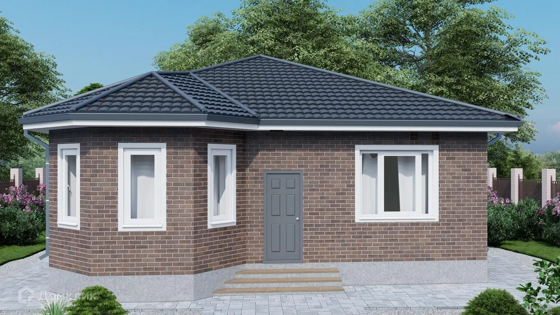 Проект дома «Классика 01» компании ИП Брумм Светлана Михайловна из материала Кирпич площадью 92.1м² под ключ за 7050000₽ в Донецке | 1 этаж, 3 спальни, 2 санузла – Домклик