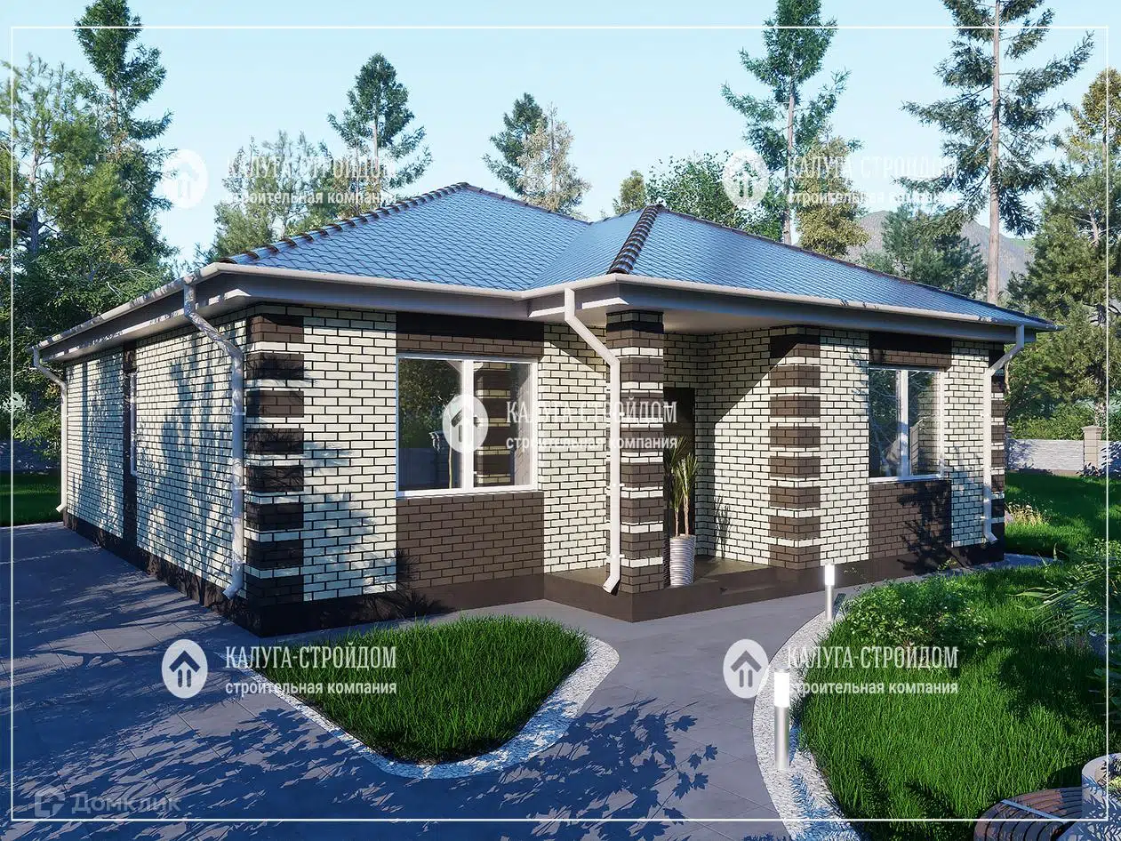 Проект дома «СП-31» компании КАЛУГА-СТРОЙДОМ из материала Газобетонные блоки площадью 93м² под ключ за 5580000₽ в Луганске | 1 этаж, 3 спальни, 1 санузел – Домклик