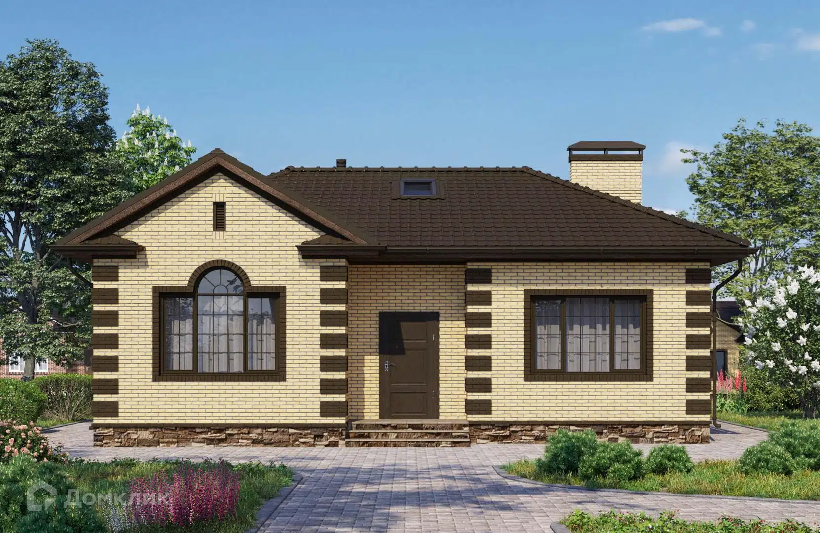 Проект дома «Проект №158-1» компании Новация из материала Керамические блоки площадью 109м² под ключ за 6950000₽ в Донецке | 1 этаж, 3 спальни, 2 санузла – Домклик