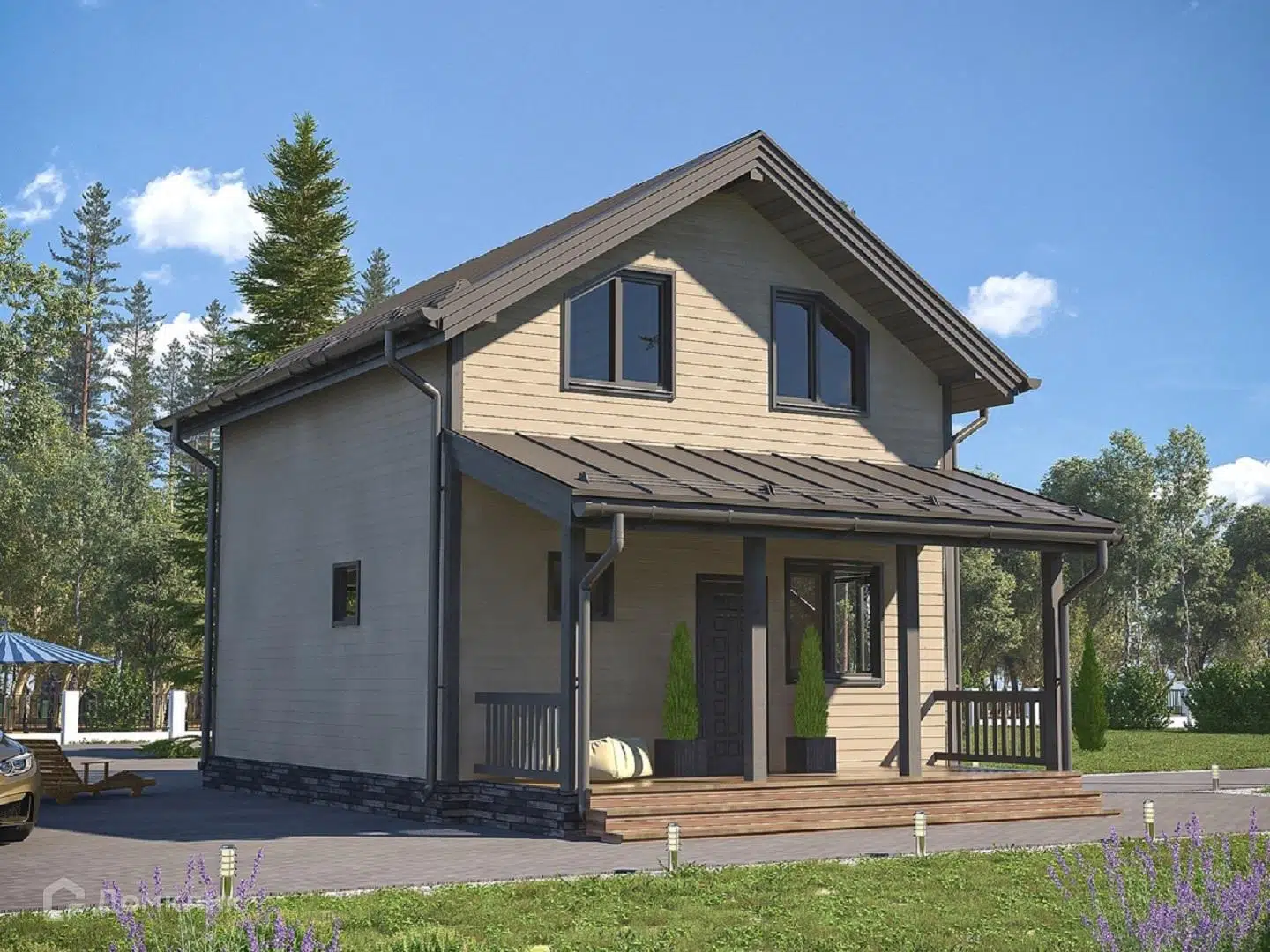 Проект дома «ДК-96» компании Теплодина из материала Панельно-каркасная технология площадью 81.22м² под ключ за 5426400₽ в Донецке | 2 этажа, 3 спальни, 1 санузел – Домклик