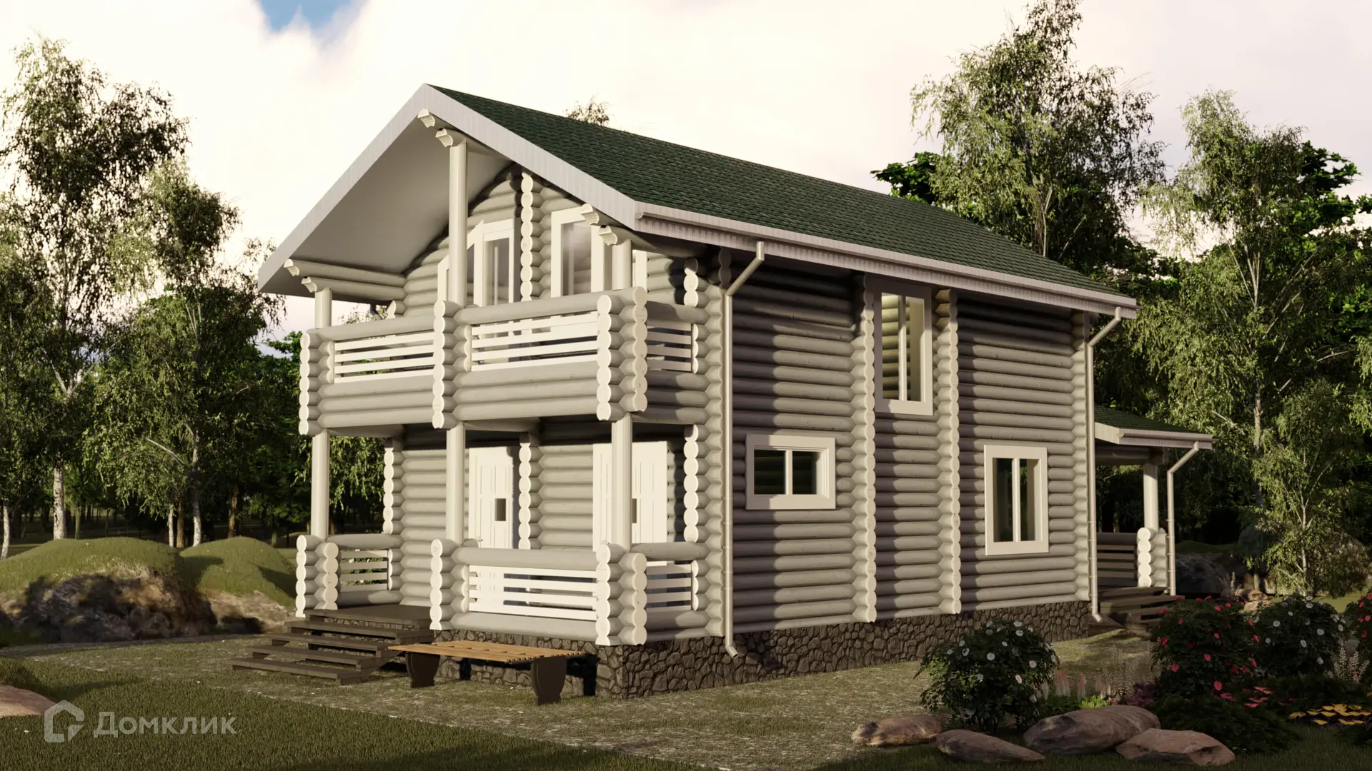 Проект дома «Лилль» компании Вертикаль строй из материала Оцилиндрованное бревно площадью 132м² под ключ за 5690000₽ в Донецке | 2 этажа, 3 спальни, 2 санузла – Домклик