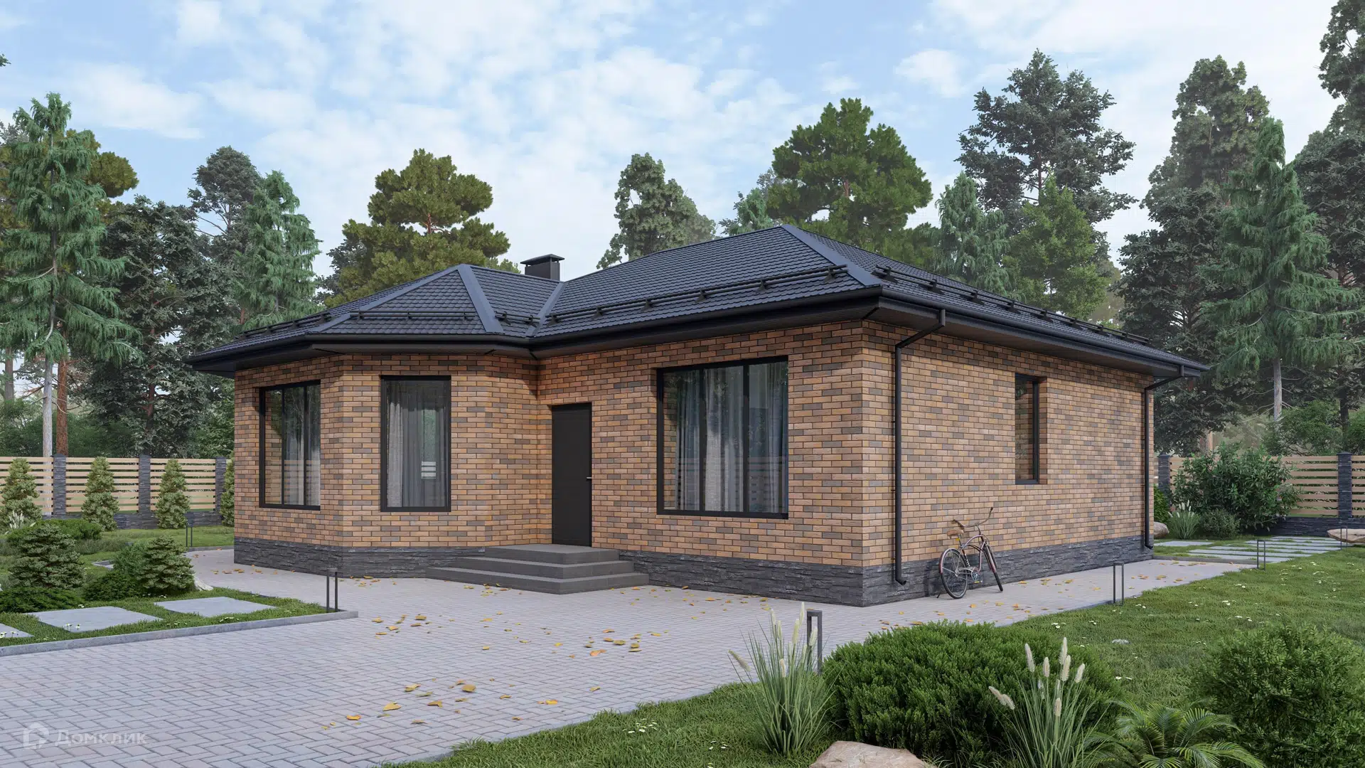 Проект дома «Б043» компании 160 квадратных метров из материала Газосиликатные блоки площадью 99м² под ключ за 5000000₽ в Донецке | 1 этаж, 3 спальни, 1 санузел – Домклик