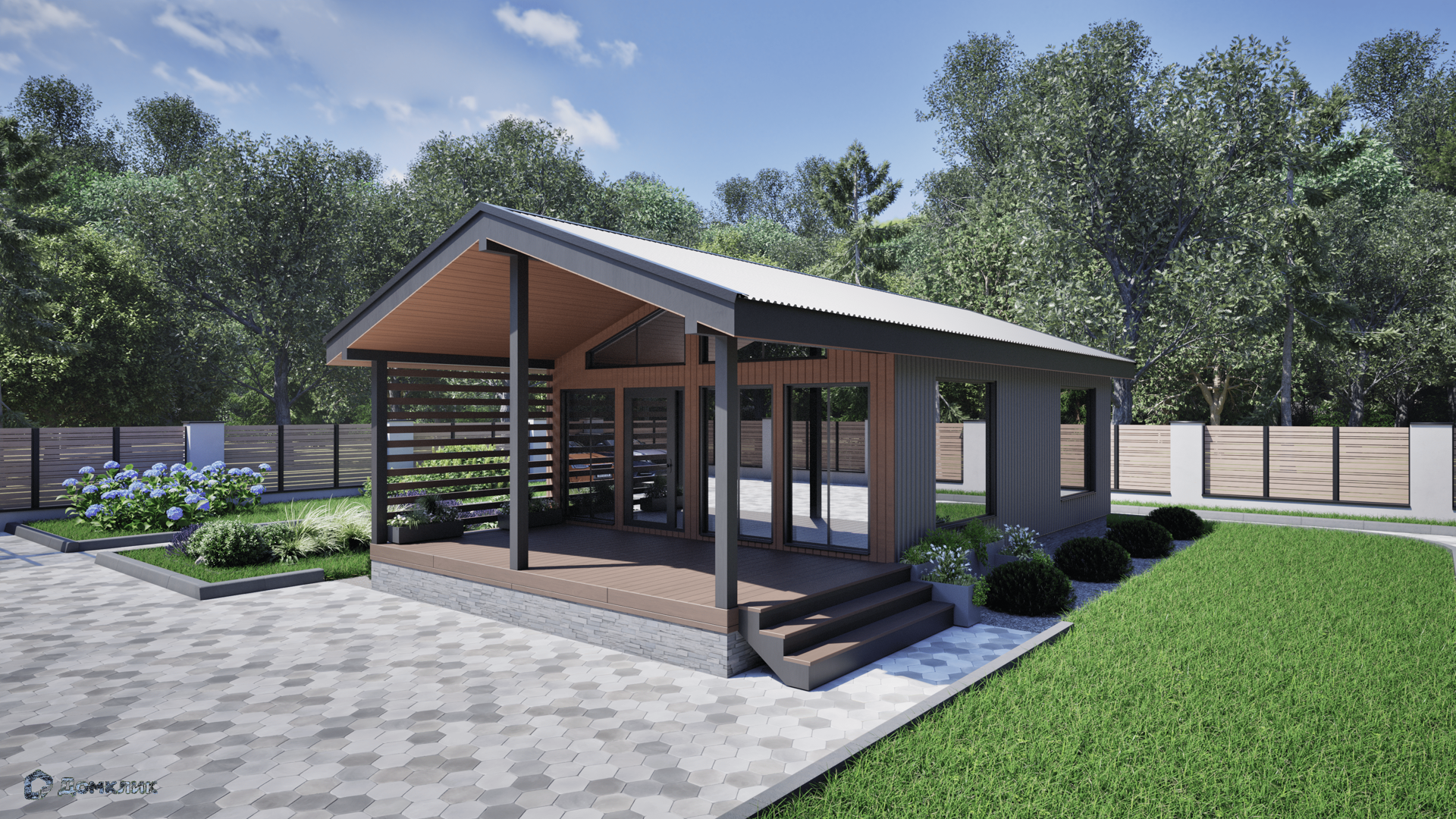 Проект дома «Сосновый бор» компании Везём Дом из материала Каркасный дом площадью 71.31м² под ключ за 5257593₽ в Донецке | 1 этаж, 2 спальни, 1 санузел – Домклик