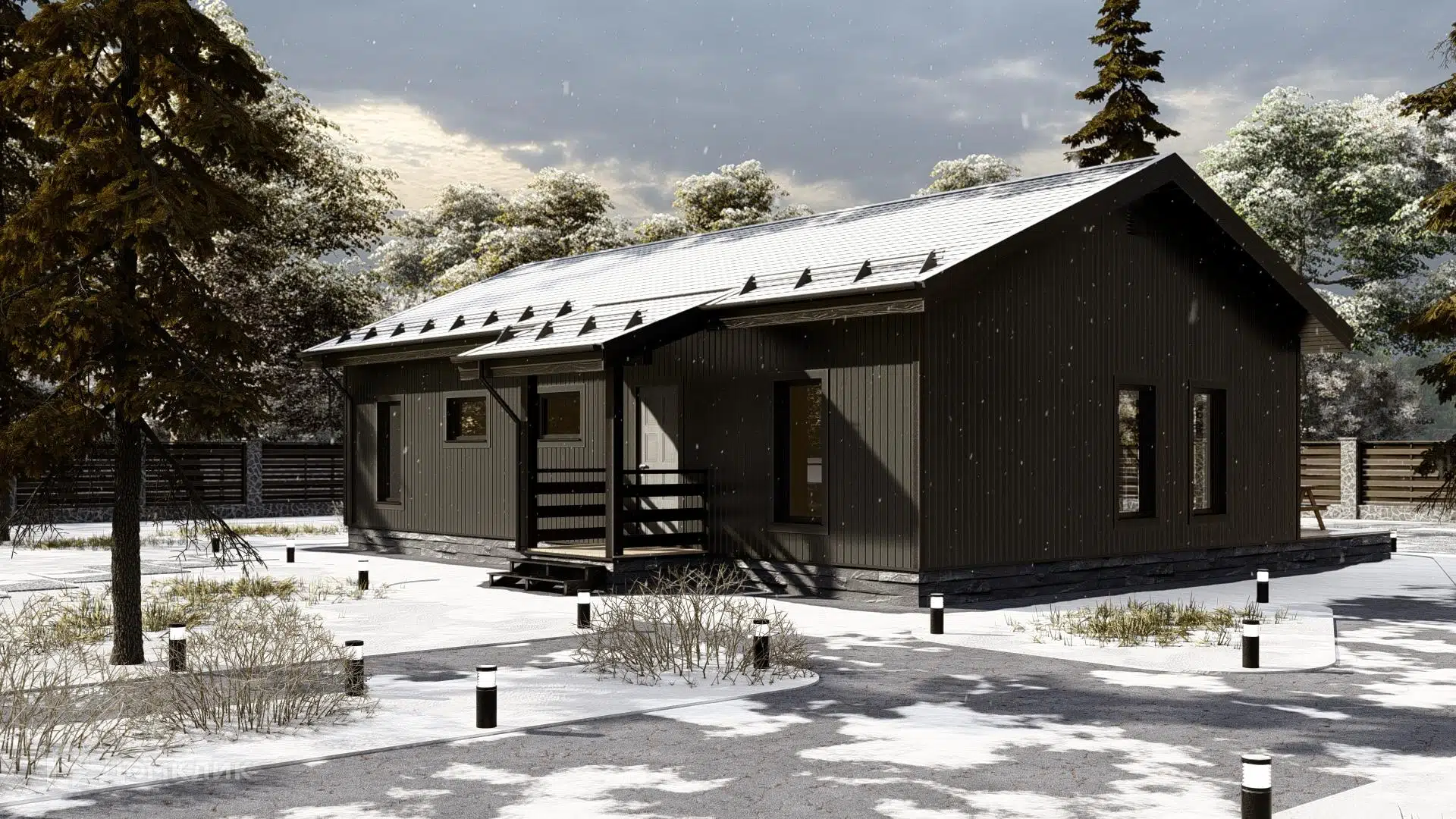 Проект дома «Стокгольм» компании ООО «СТРОЙ-КОМФОРТ» из материала Каркасный дом площадью 114.5м² под ключ за 4402000₽ в Донецке | 1 этаж, 3 спальни, 1 санузел – Домклик