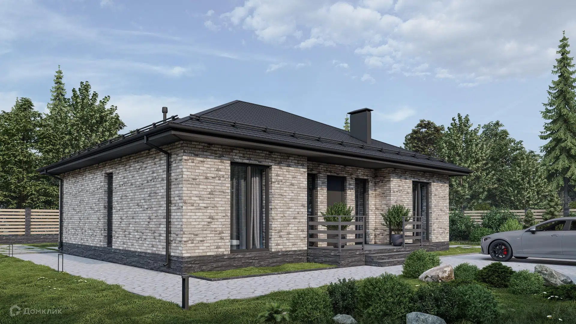 Проект дома «Дом Б047» компании 160 квадратных метров из материала Газобетонные блоки площадью 102.1м² под ключ за 6200000₽ в Донецке | 1 этаж, 3 спальни, 2 санузла – Домклик