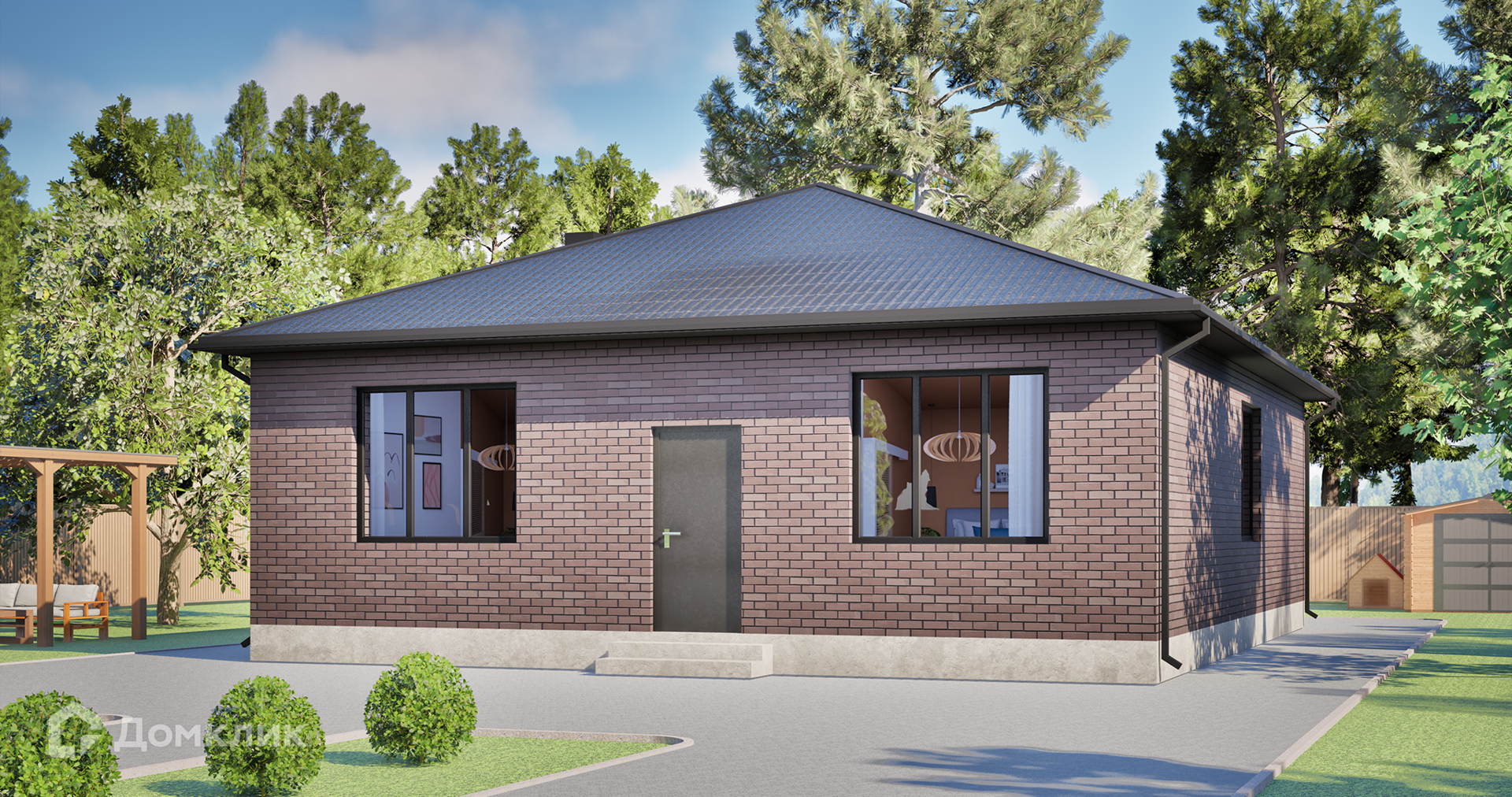 Проект дома «Жилой дом DC-109» компании ИП Саакян Андраник Мартикович из материала Газобетонные блоки площадью 109.34м² под ключ за 7600000₽ в Донецке | 1 этаж, 3 спальни, 2 санузла – Домклик