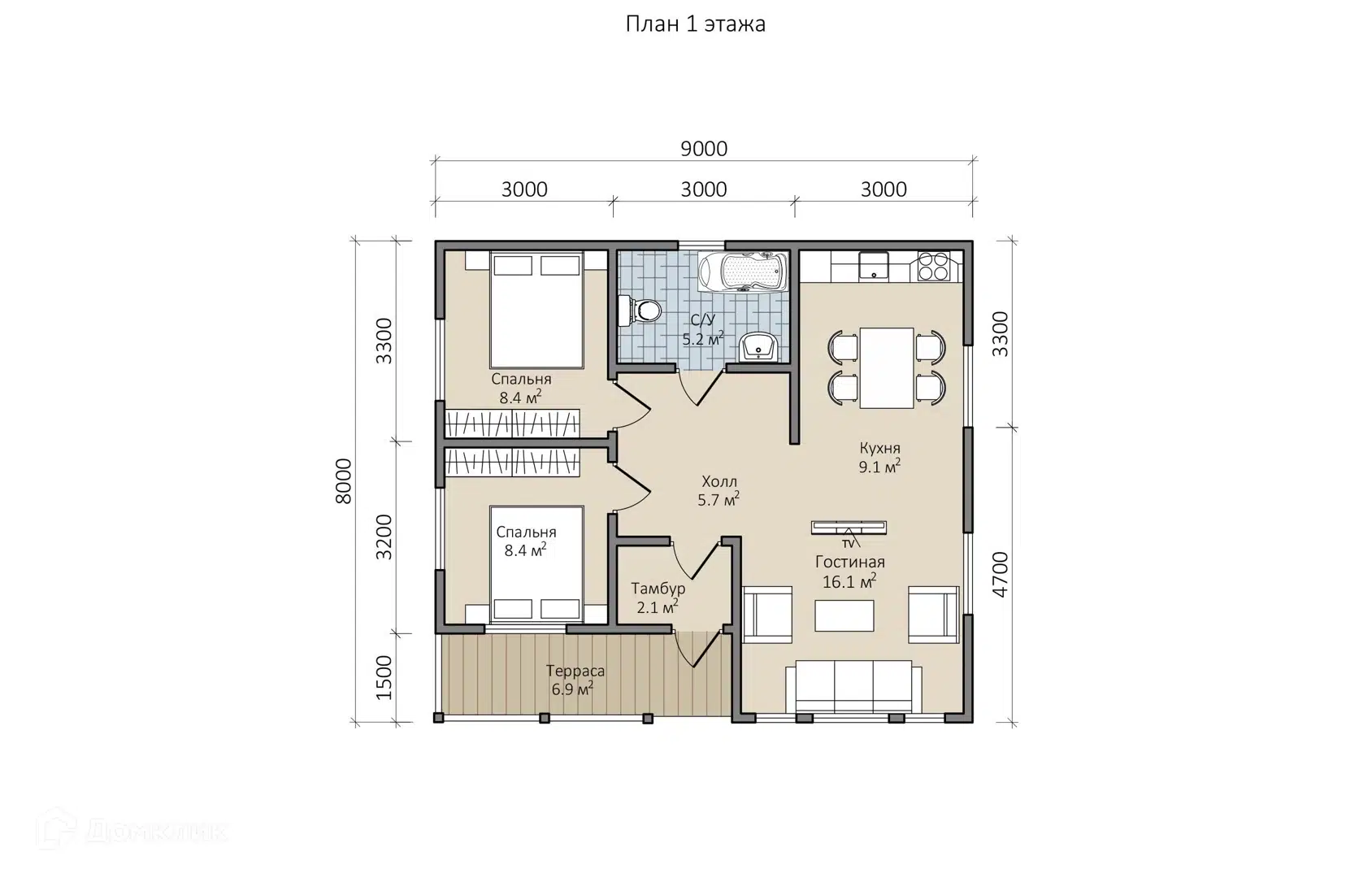 Планировка 1 этажа