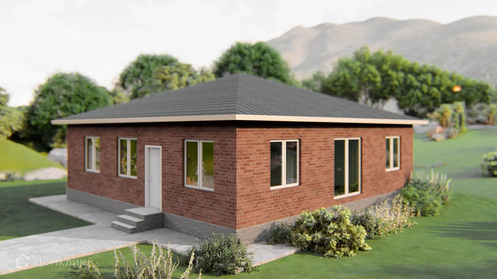 Проект дома «Герань» компании ИП Ветринская Елена Александровна из материала Газобетонные блоки площадью 130м² под ключ за 5600734₽ в Донецке | 1 этаж, 4 спальни, 2 санузла – Домклик