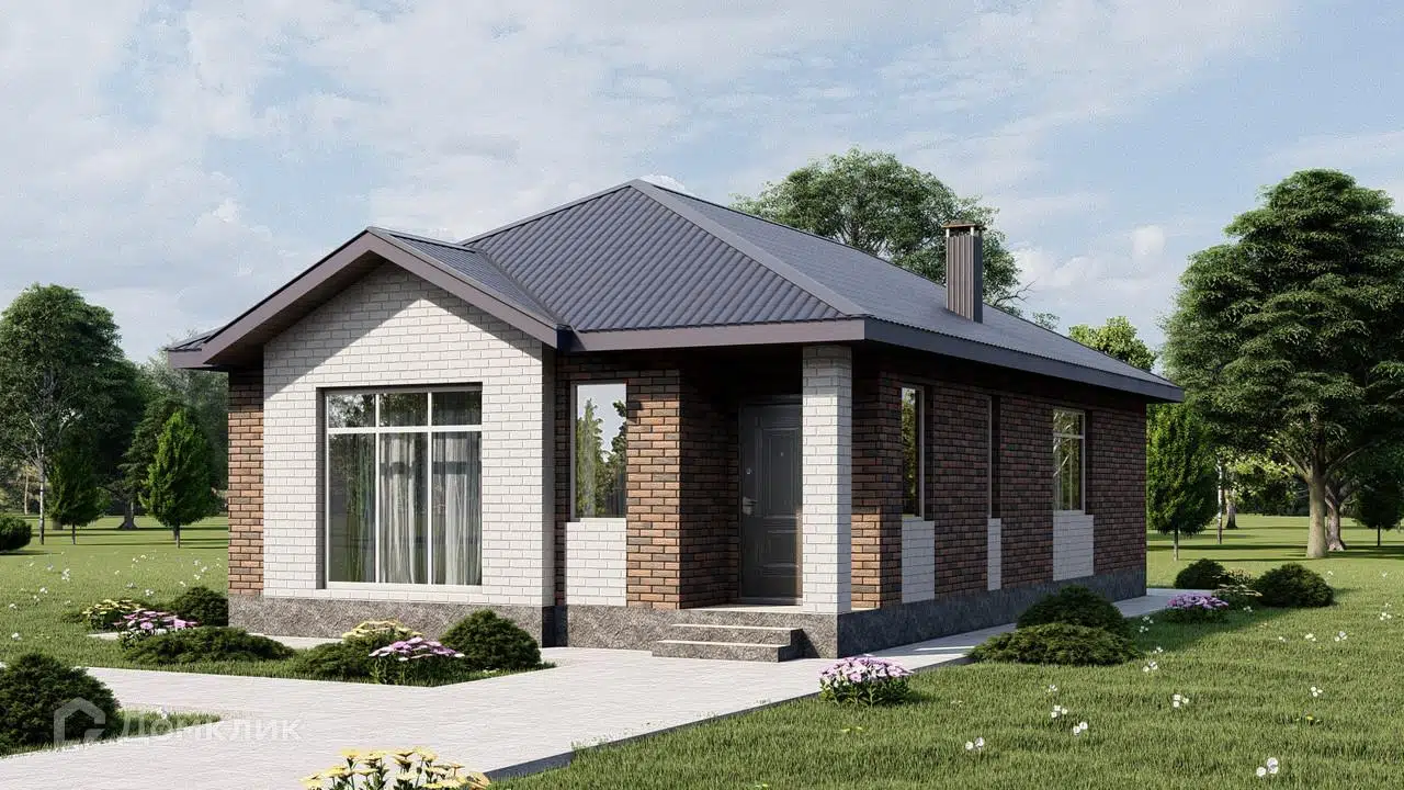 Проект дома «Коттеджный посёлок "Малиновка-Парк"» компании Дом67 из материала Газосиликатные блоки площадью 81м² под ключ за 7700000₽ в Донецке | 1 этаж, 3 спальни, 2 санузла – Домклик