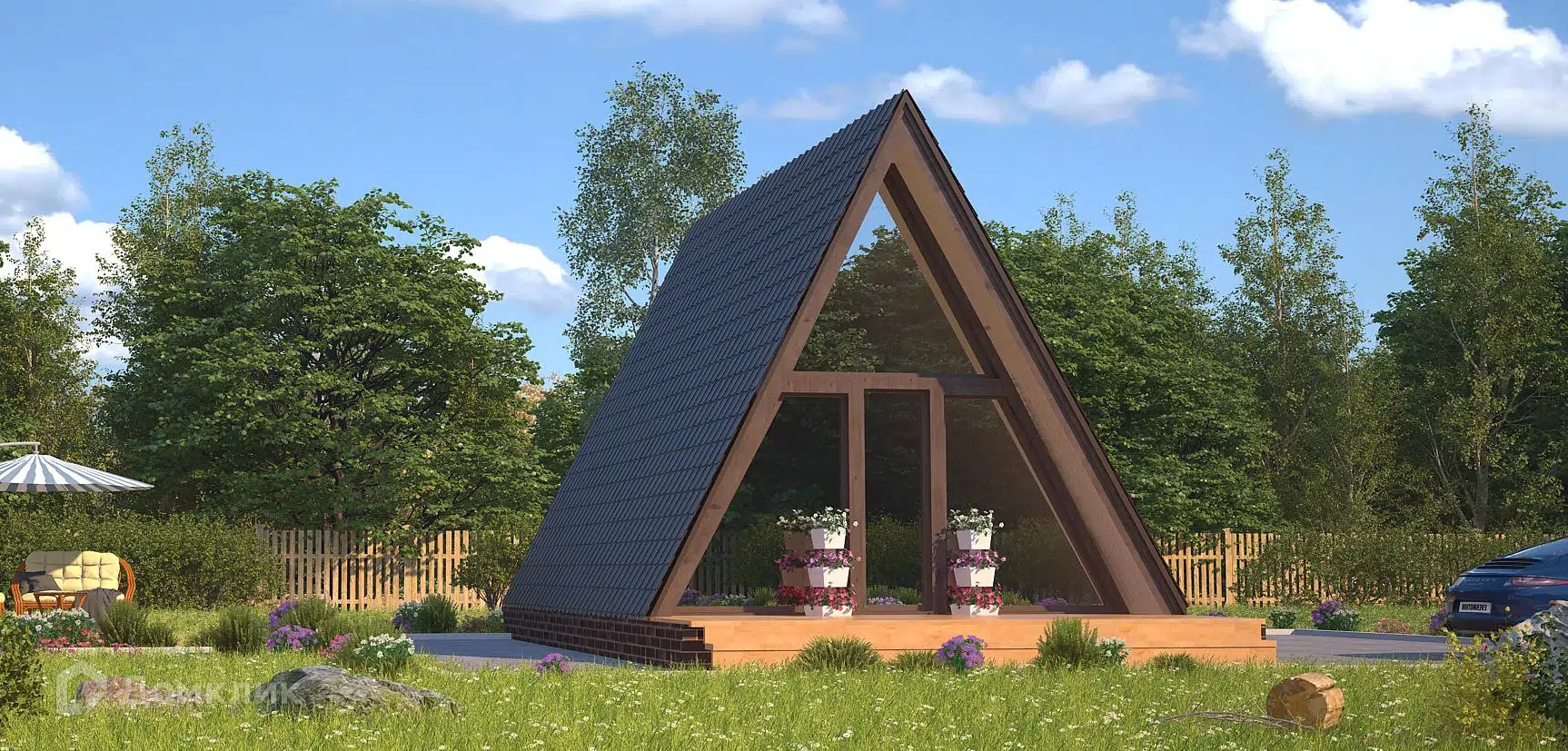 Проект дома «Комета 6х6» компании Азбука Дома из материала Каркасный дом площадью 36м² под ключ за 2227390₽ в Донецке | 2 этажа, 1 спальня, 1 санузел – Домклик