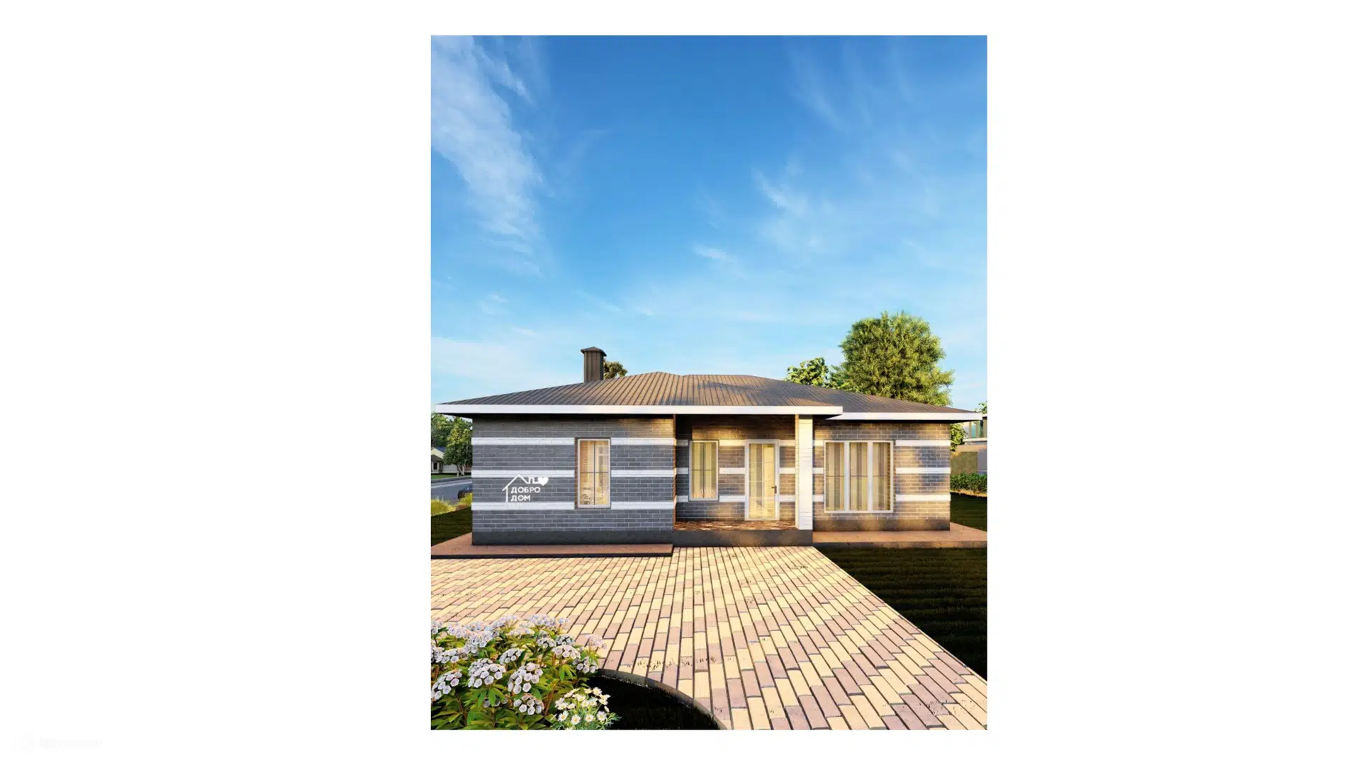 Проект дома «Коттедж Гермес мини» компании СК «Добро Дом» из материала Газобетонные блоки площадью 137м² под ключ за 7200000₽ в Донецке | 1 этаж, 4 спальни, 2 санузла – Домклик