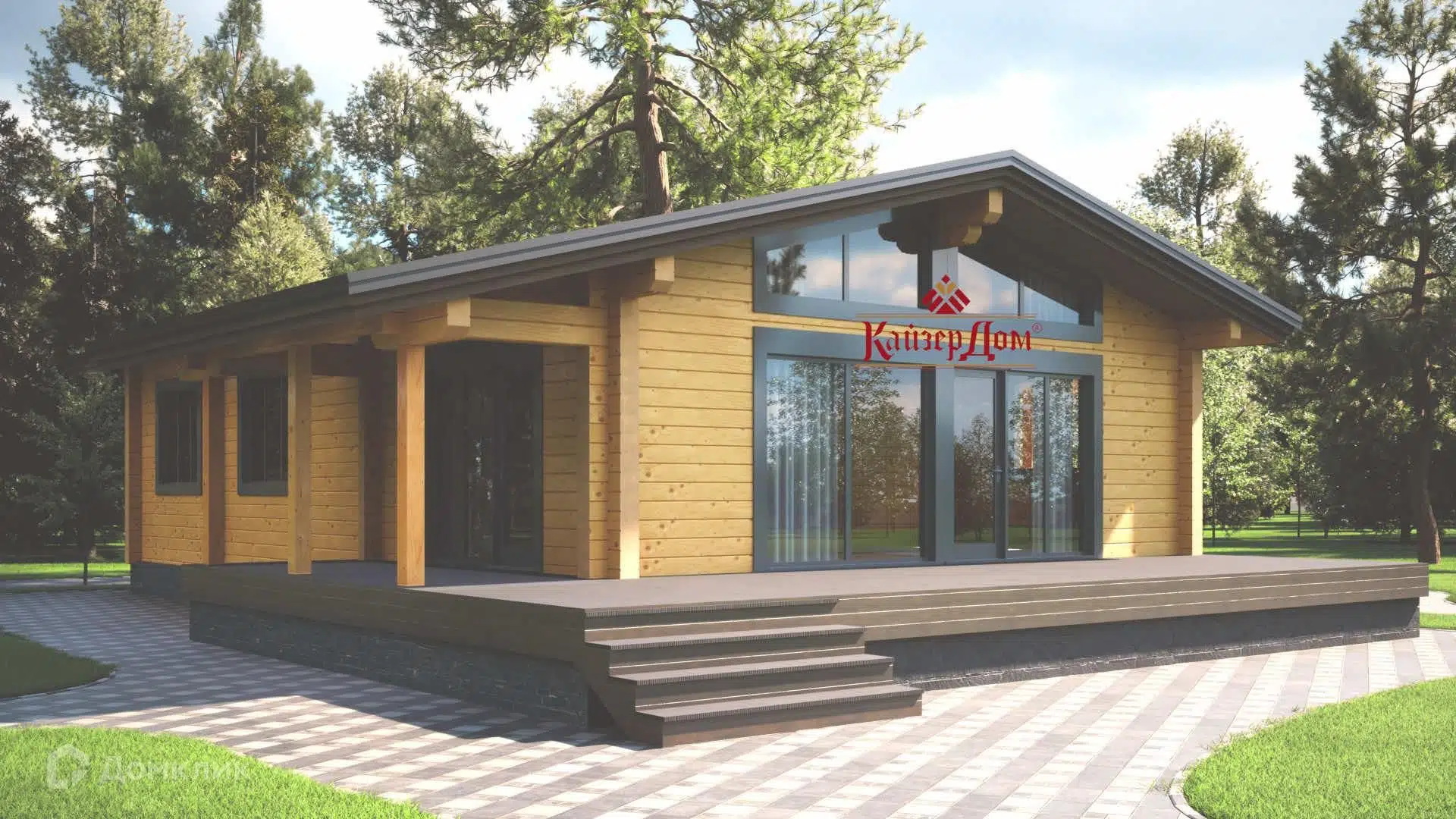 Проект дома «Сканди КБ» компании КайзерДом из материала Клееный брус площадью 148м² под ключ за 8150000₽ в Донецке | 1 этаж, 3 спальни, 1 санузел – Домклик