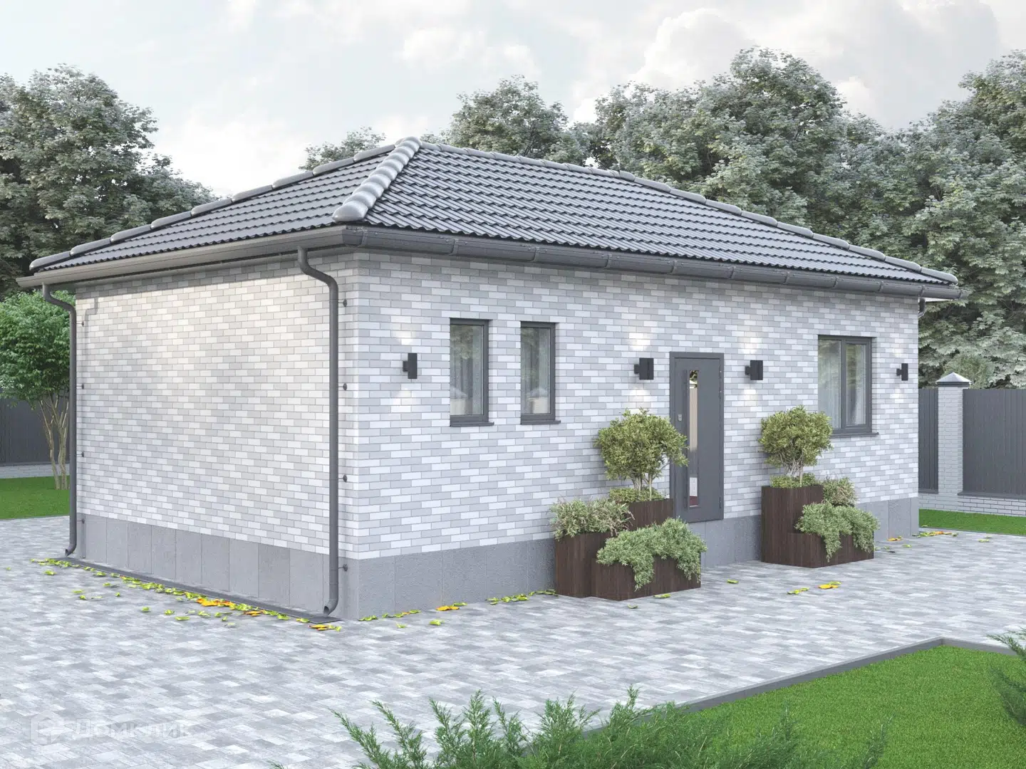 Проект дома «КС-6» компании КомфортСтрой64 из материала Керамические блоки площадью 59м² под ключ за 5200000₽ в Донецке | 1 этаж, 2 спальни, 1 санузел – Домклик