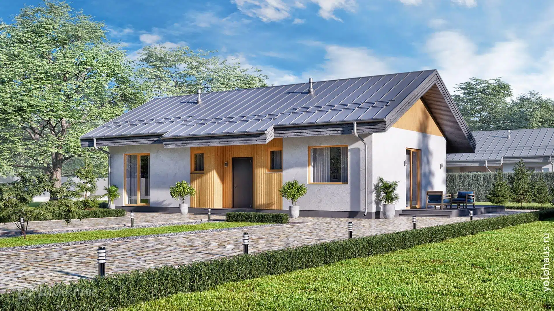 Проект дома «Газобетон К122» компании ЙОЛО ХАУС из материала Газобетонные блоки площадью 115м² под ключ за 8450000₽ в Луганске | 1 этаж, 3 спальни, 2 санузла – Домклик