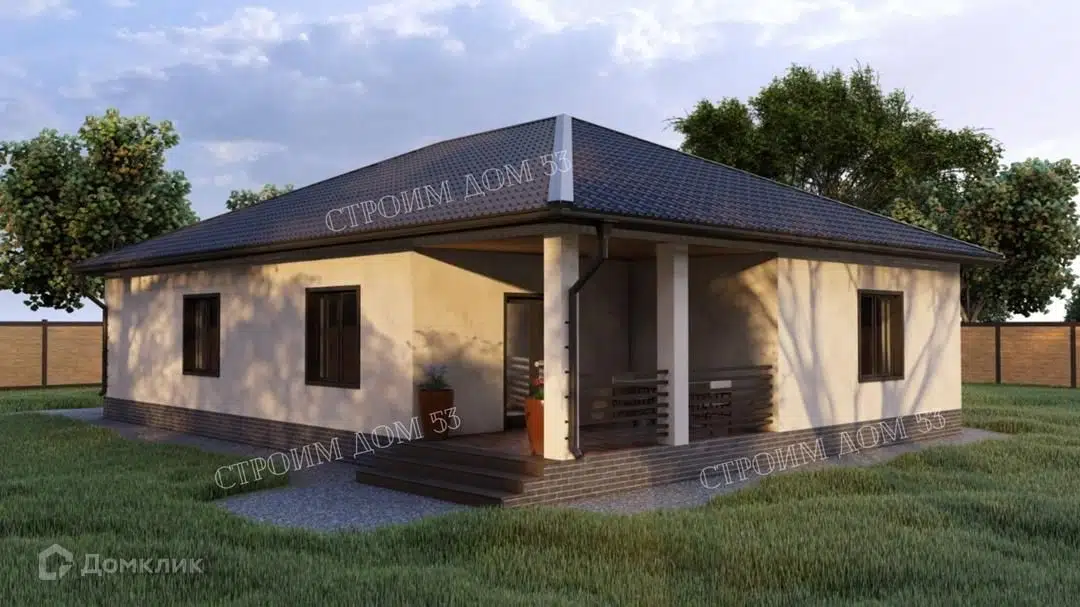 Проект дома «Одноэтажный дом из газобетона 17х11 м ГБ-22» компании СК Строим Дом 53 из материала Газобетонные блоки площадью 156.1м² под ключ за 7490000₽ в Донецке | 1 этаж, 2 спальни, 1 санузел – Домклик