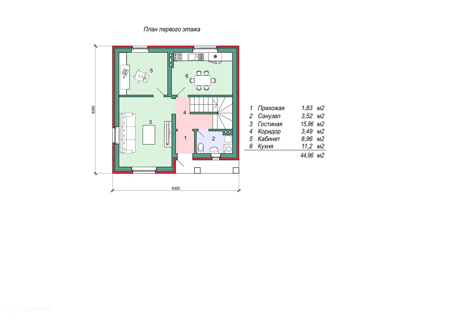 Планировка 1 этажа