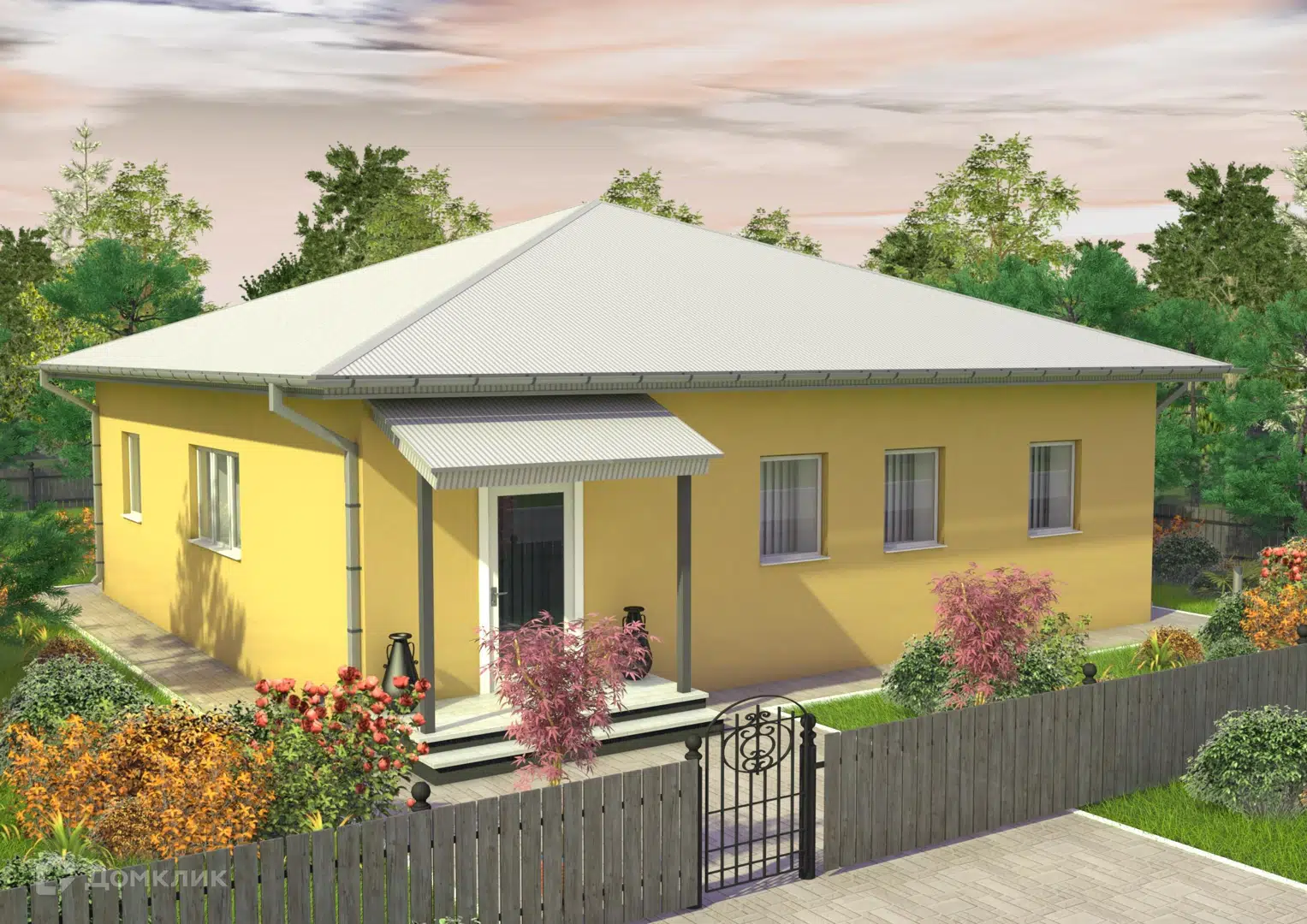 Проект дома «Одноэтажный дом 91.83» компании ООО «Квартал Недвижимость» из материала Газосиликатные блоки площадью 91м² под ключ за 5500000₽ в Донецке | 1 этаж, 4 спальни, 1 санузел – Домклик